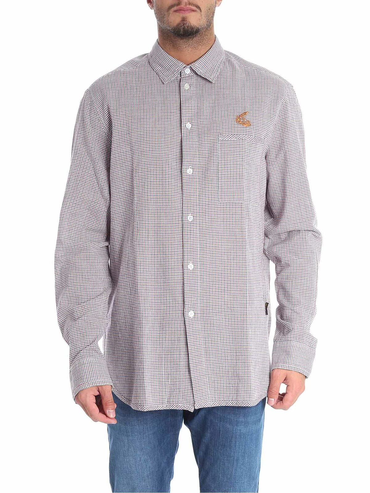 Vivienne Westwood Anglomania White Check Shirt With Logo In Beige