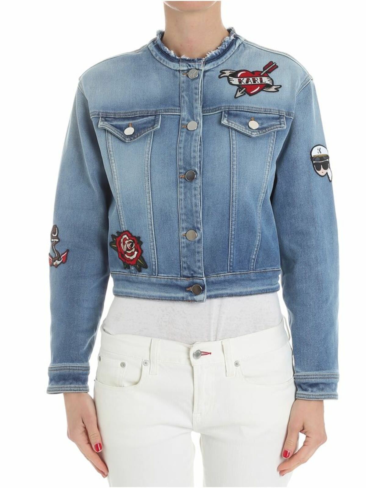 Karl Lagerfeld Denim Jacket In Azul Claro