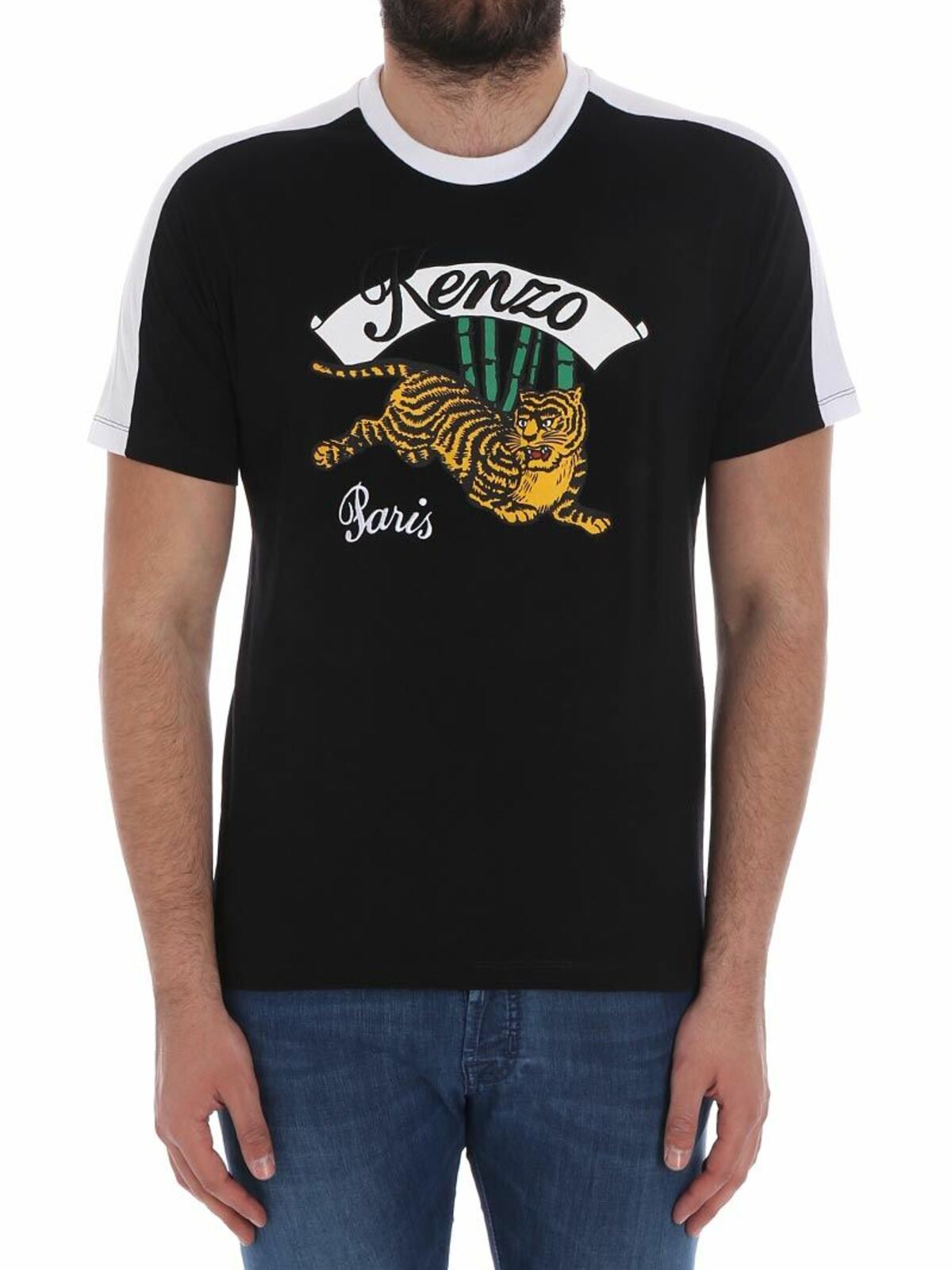 Kenzo Black T-shirt With Tiger Print