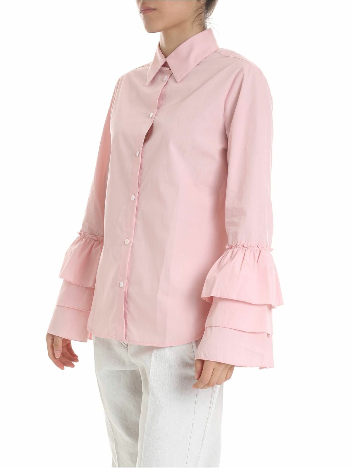 Shop Fuzzi Pink Shirt With Flounces In Rosado