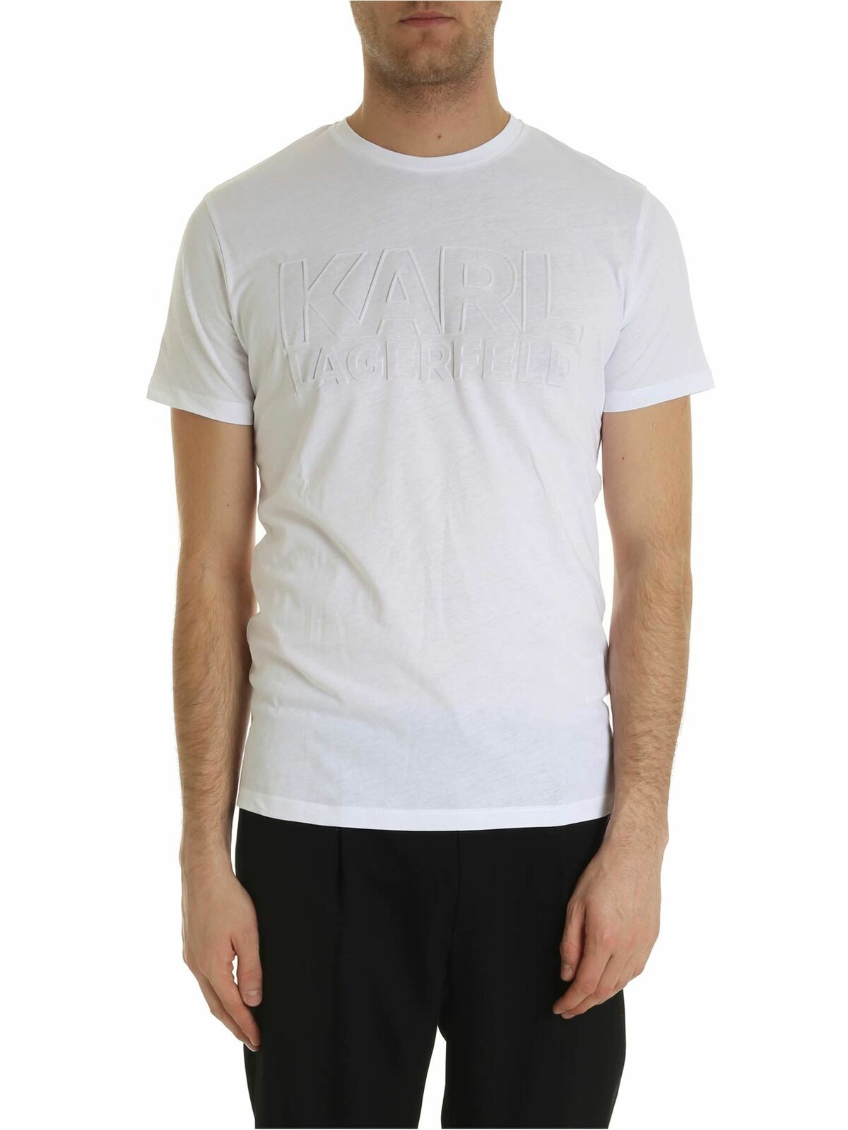 Karl Lagerfeld Embossed Logo T-shirt In White
