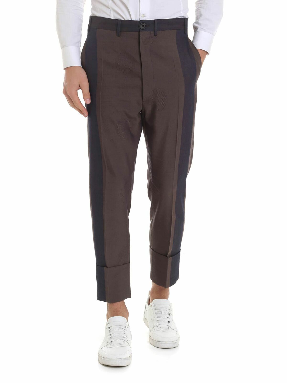 Vivienne Westwood Linen Blend Trousers In Brown And Blue In Marrón