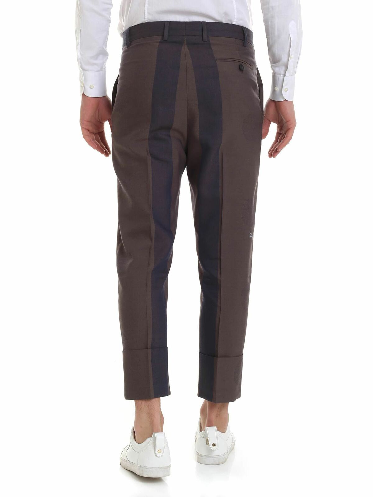 Shop Vivienne Westwood Linen Blend Trousers In Brown And Blue In Marrón