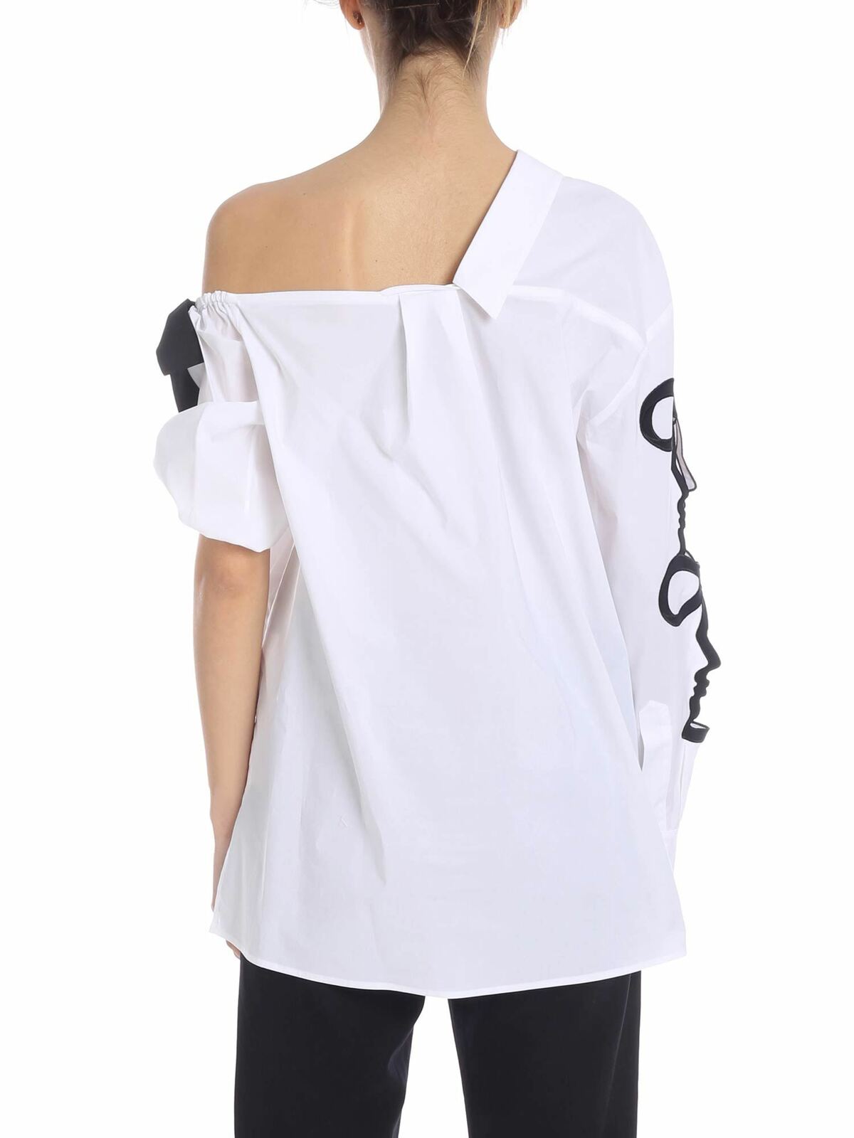 Shop Vivetta Pisa Shirt In White With Black Bow In Blanco