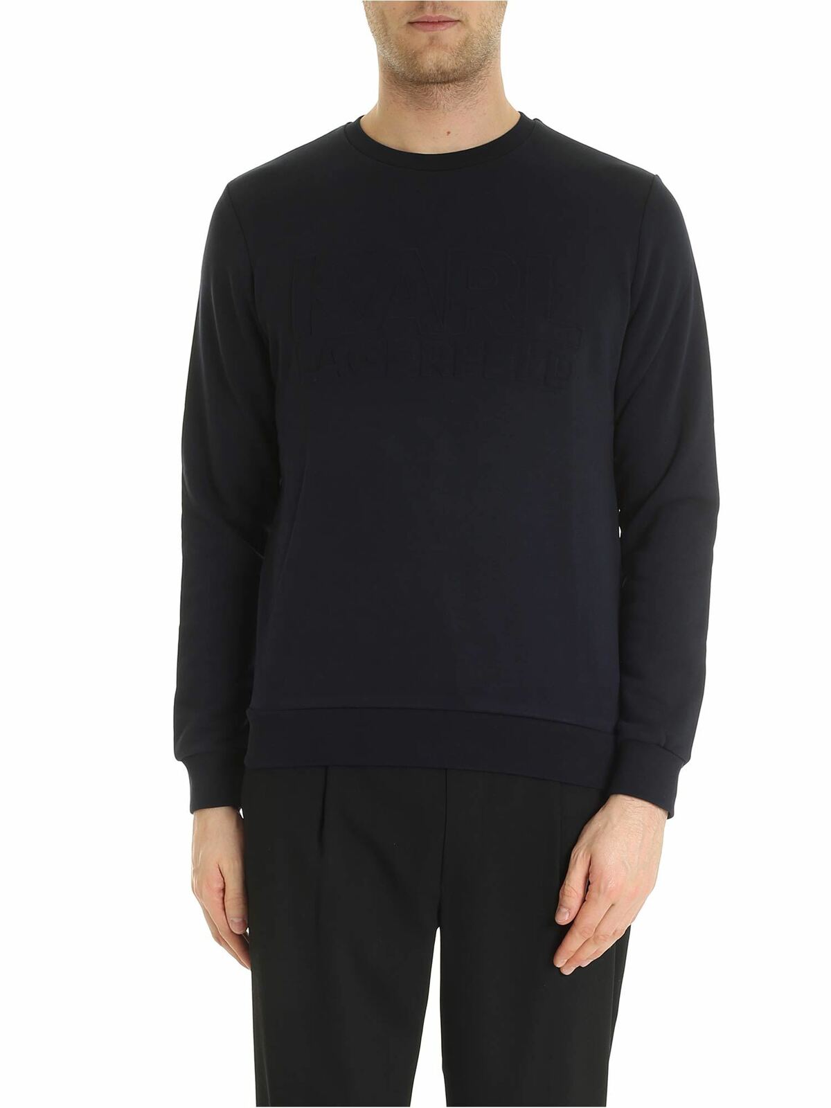 Karl Lagerfeld Sweatshirt With Embossed Logo In Blue