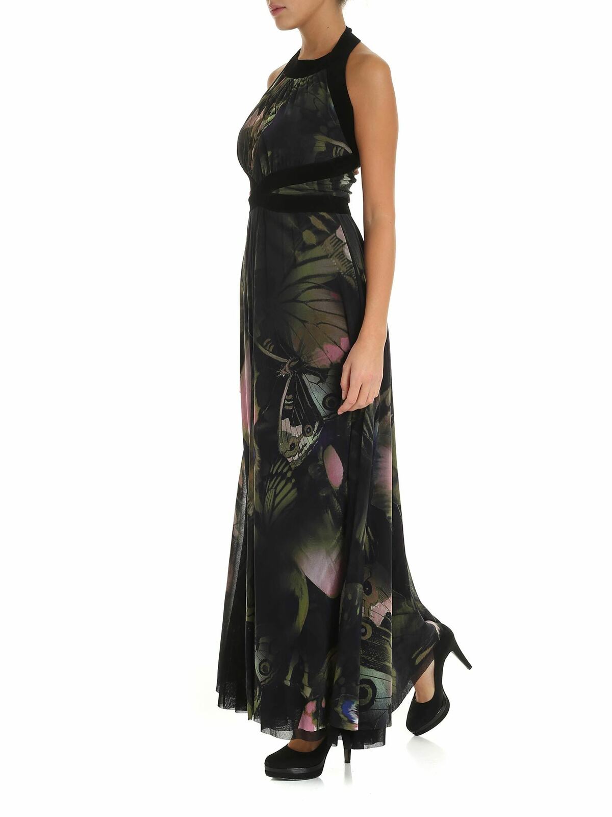 Shop Fuzzi Butterfly Printed Tulle Dress In Negro