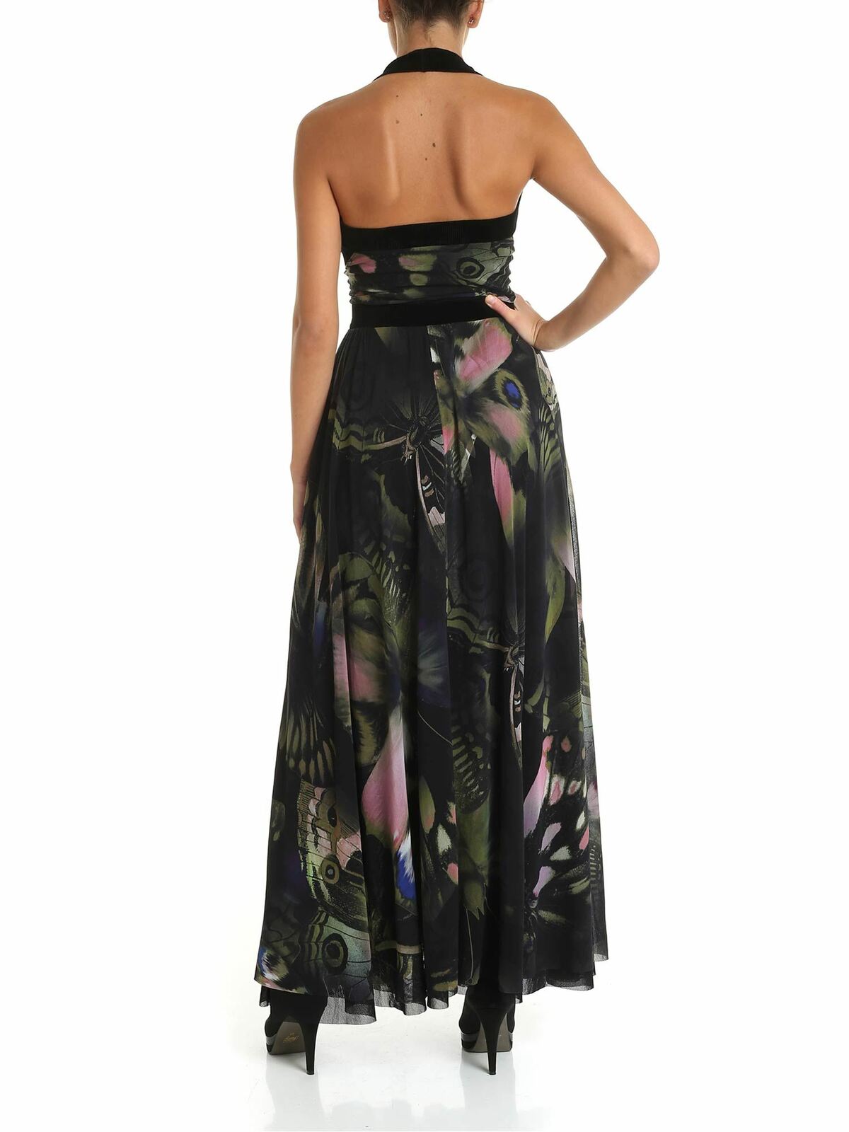 Shop Fuzzi Butterfly Printed Tulle Dress In Negro