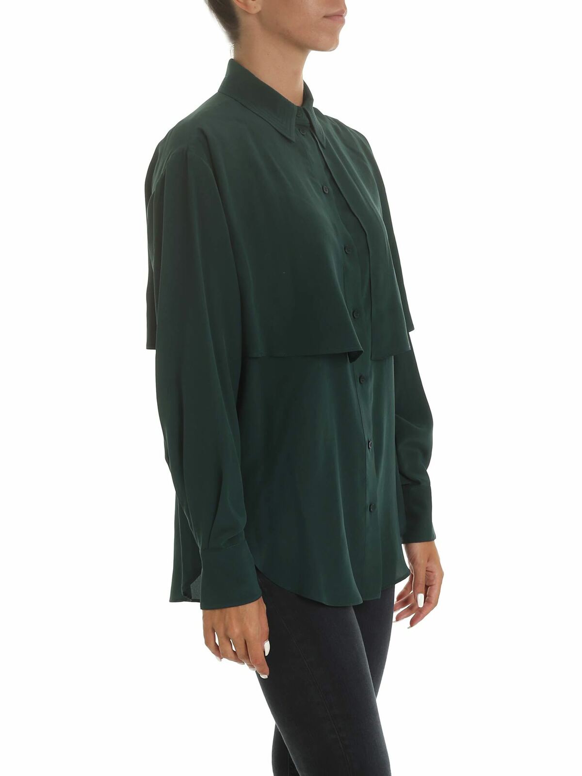Shop See By Chloé Shirt In Dark Green With Panels In Verde