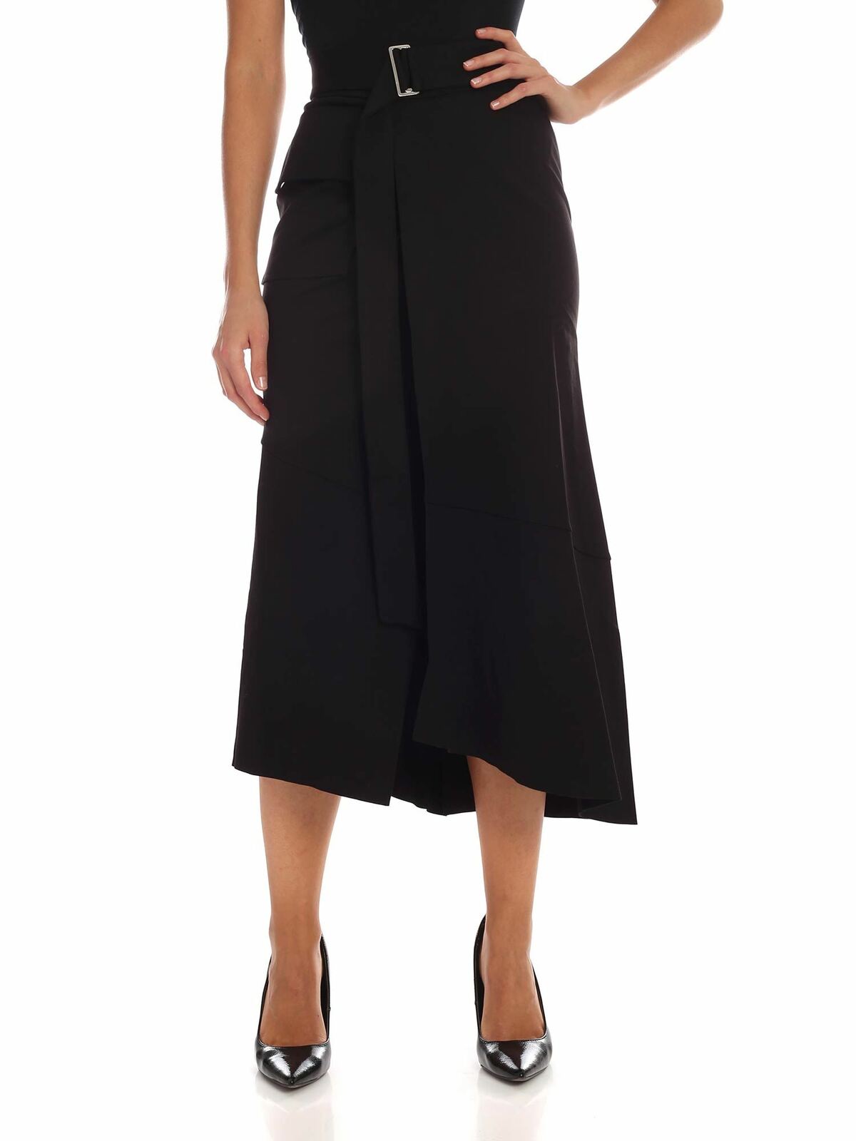 Fuzzi Black Skirt With Front Vent
