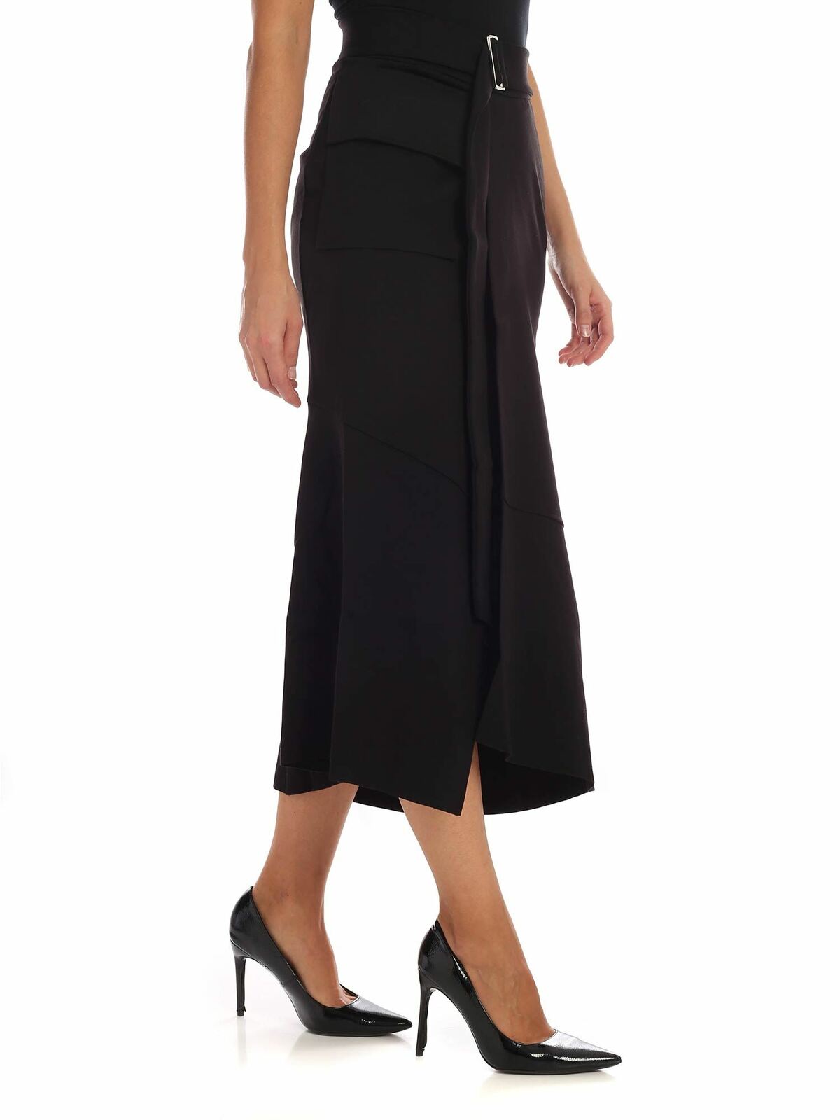 Shop Fuzzi Black Skirt With Front Vent