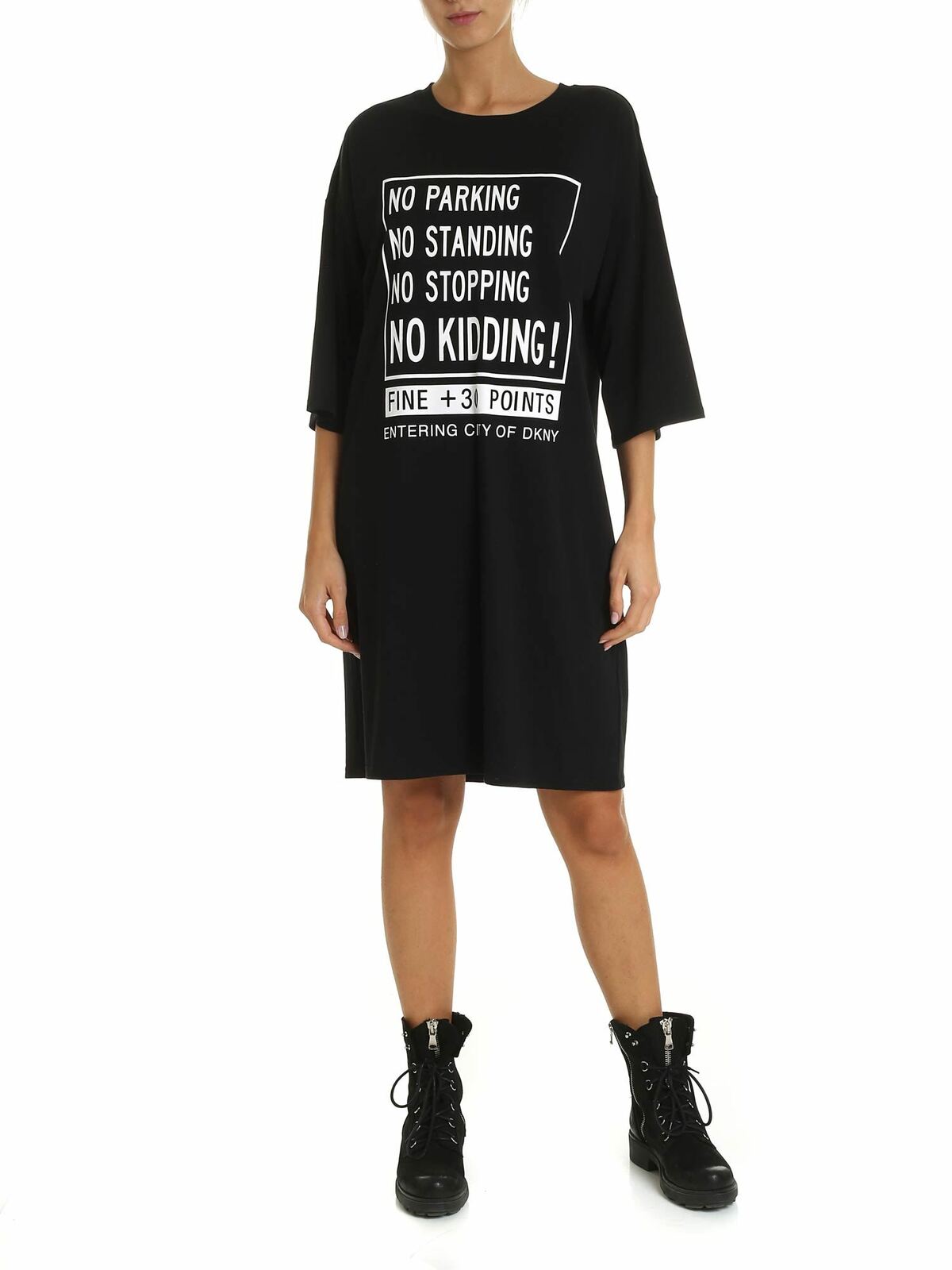 Dkny Dress In Black With Contrasting Print