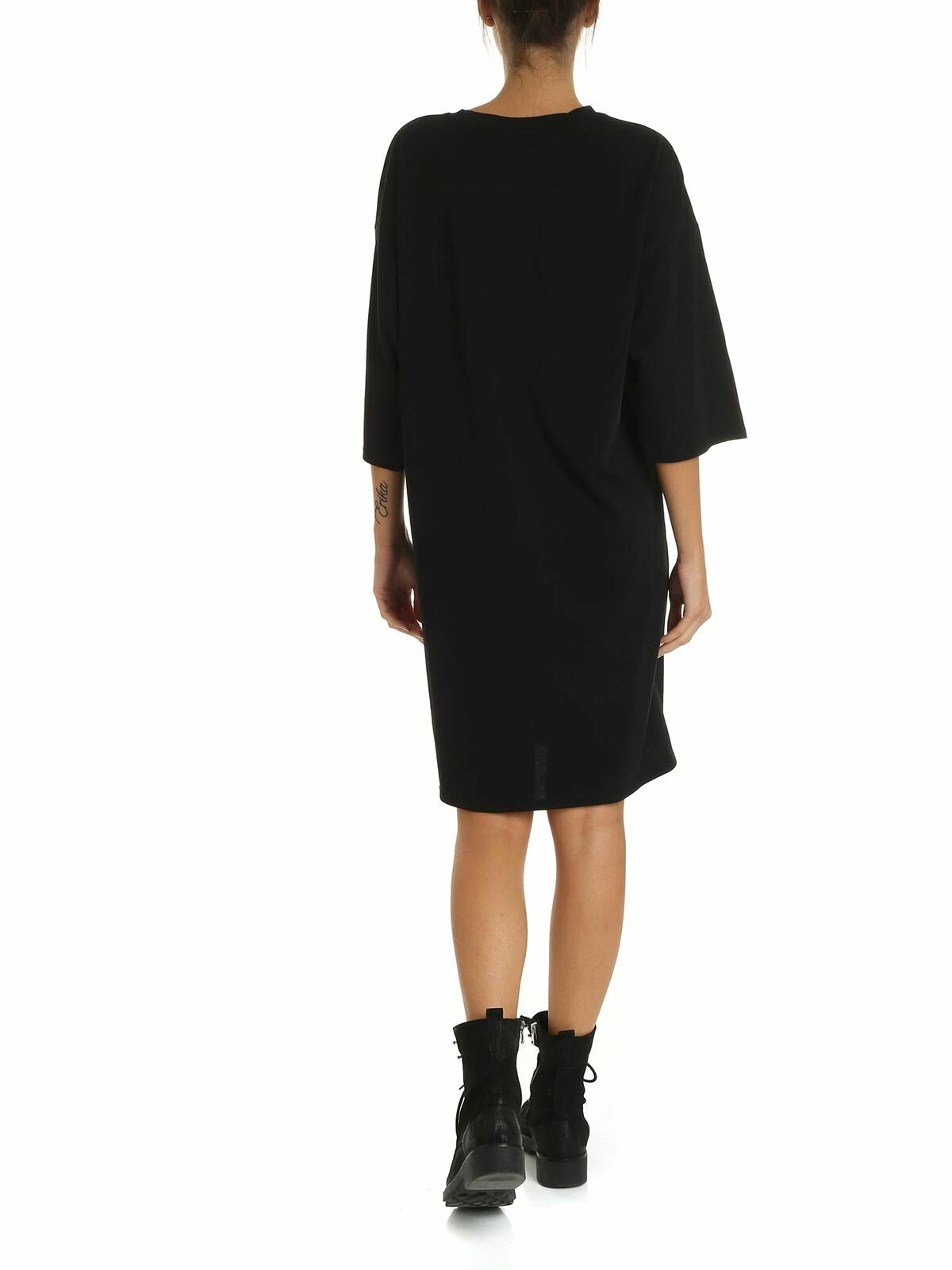 Shop Dkny Dress In Black With Contrasting Print