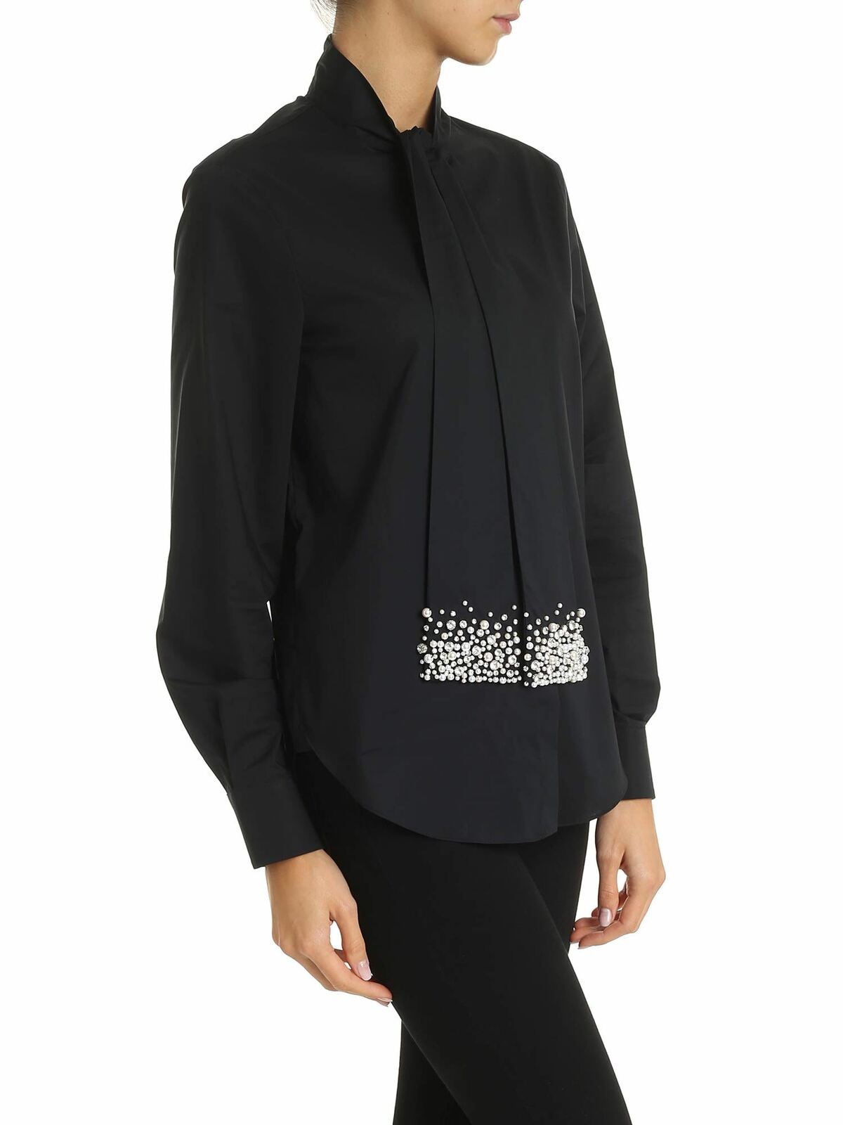 Shop Vivetta Shirt In Black With Jewel Details In Negro