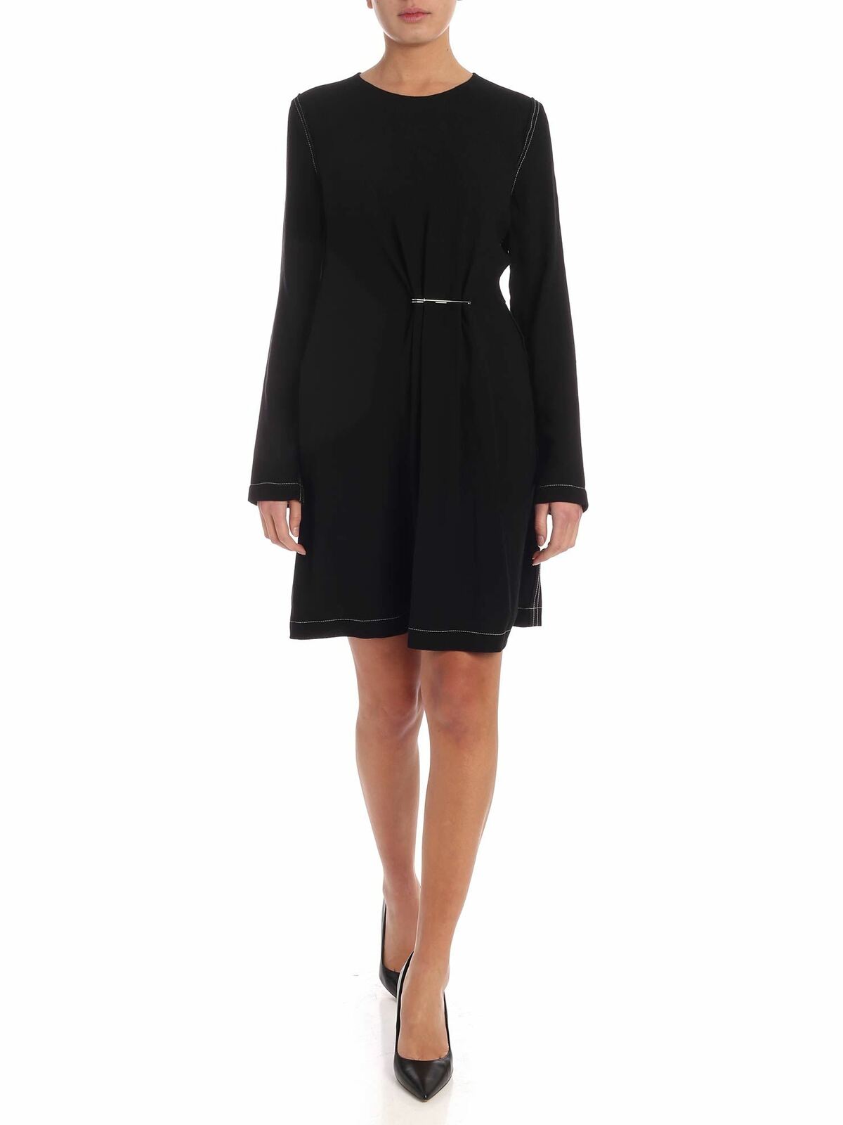 Shop Mcq By Alexander Mcqueen Dress In Black With A Safety Pin In Negro