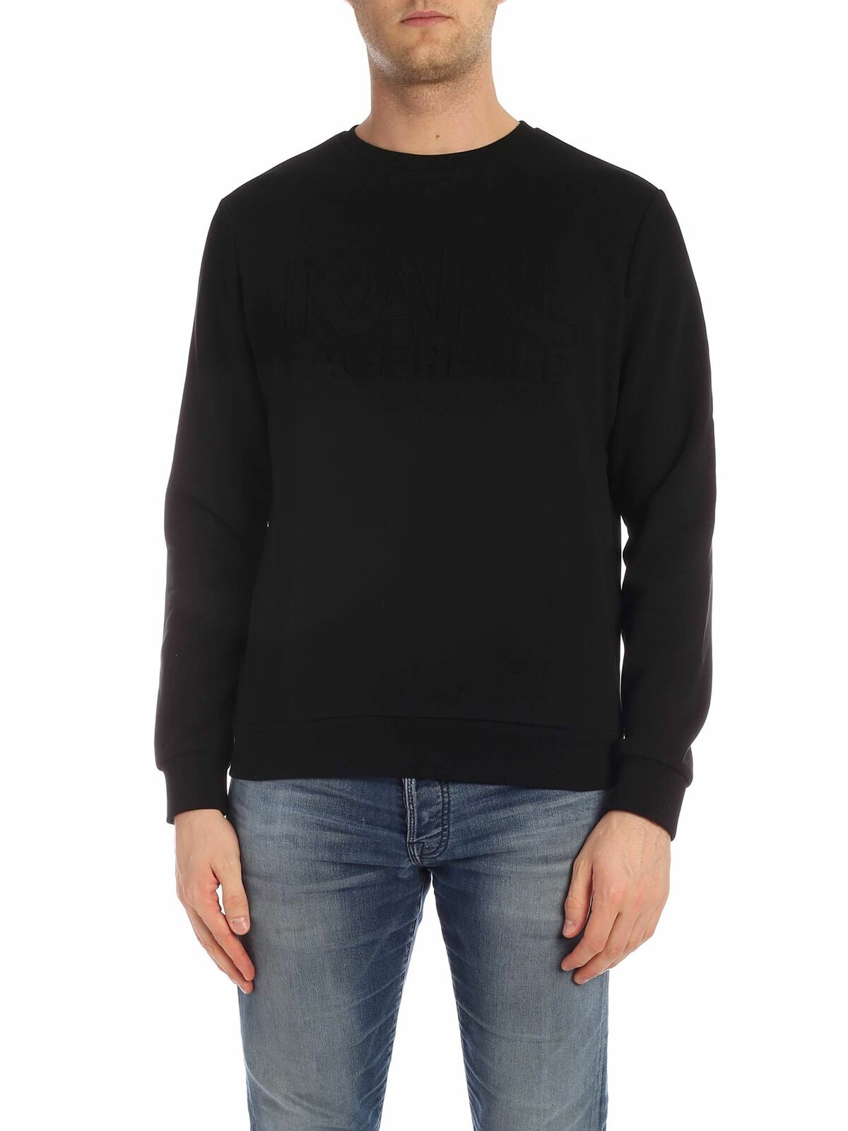 Karl Lagerfeld Black Sweatshirt With Embossed Logo