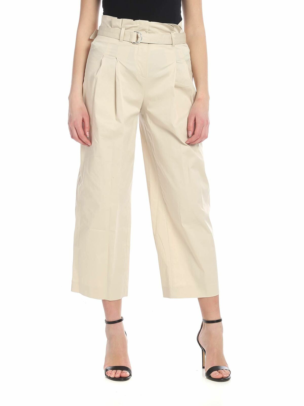 Karl Lagerfeld Beige High Rise Trousers In Beis
