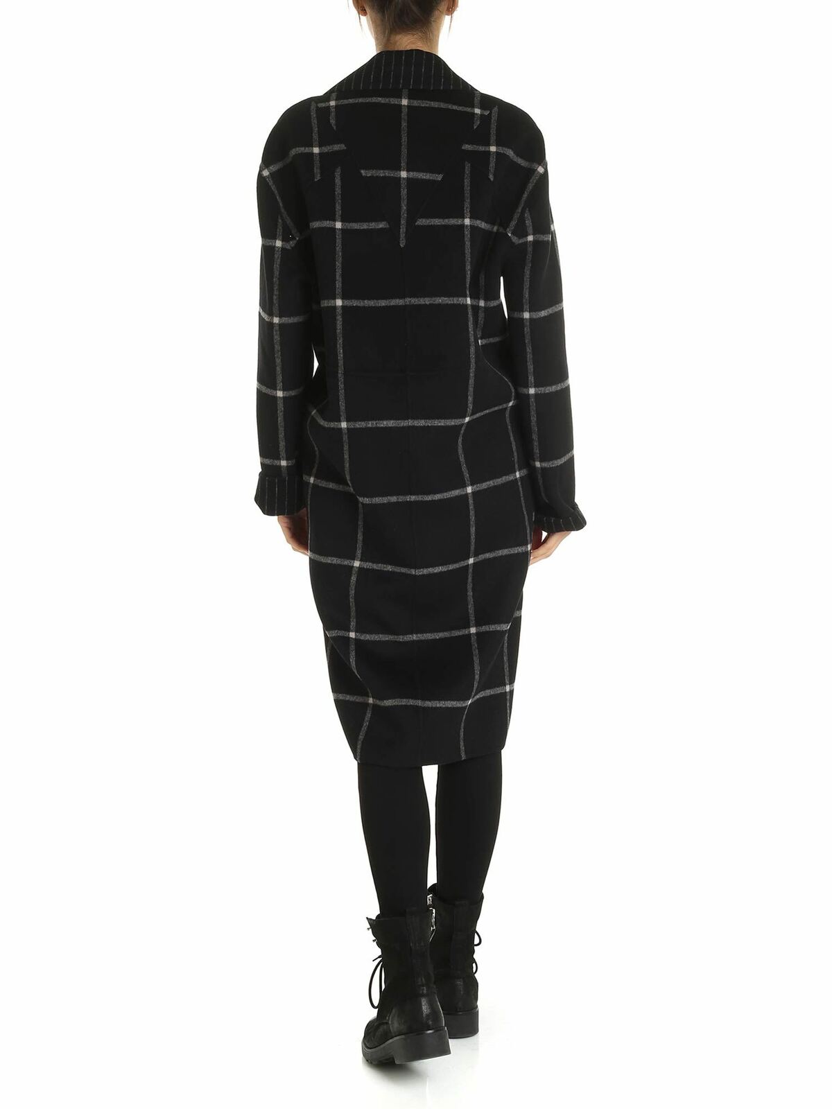 Shop Karl Lagerfeld Double Face Coat In Black And Gray In Negro