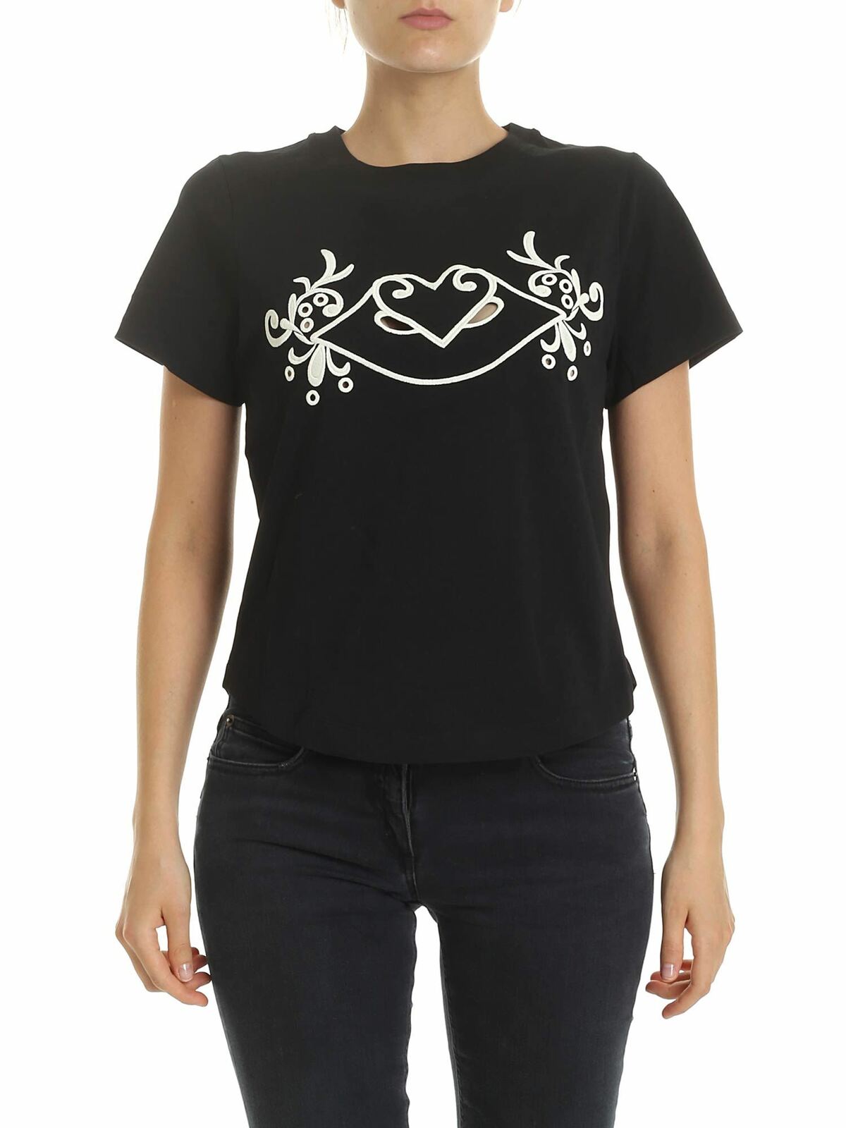 See By Chloé Black T-shirt With Front Embroidery