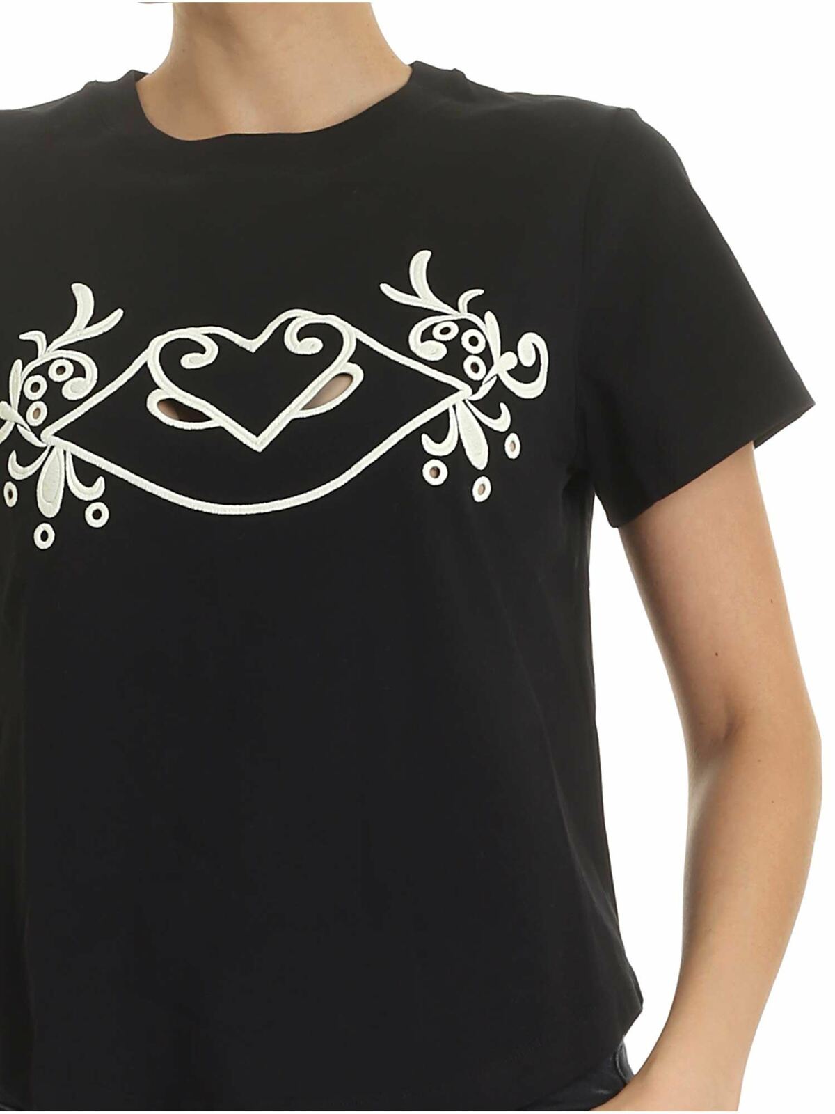 Shop See By Chloé Black T-shirt With Front Embroidery