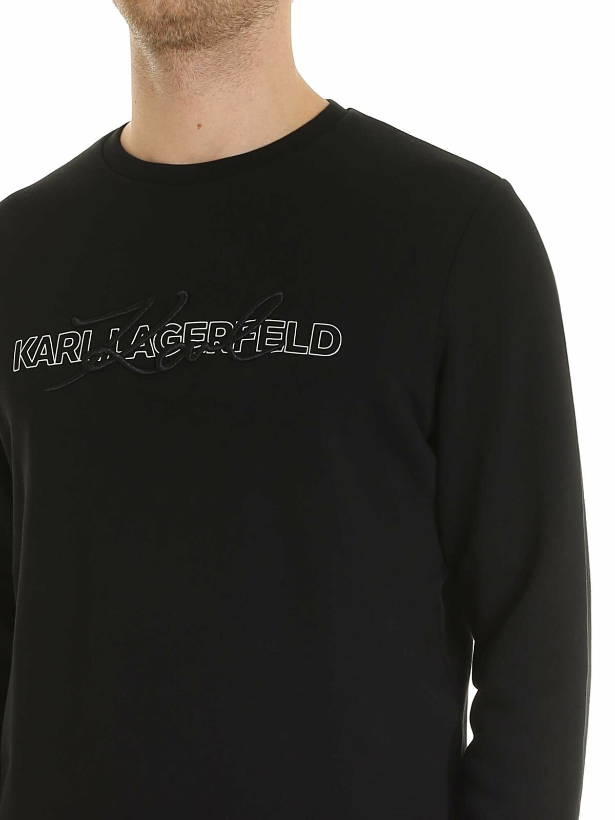 Shop Karl Lagerfeld Logo Print And Embroidery Sweatshirt In Black