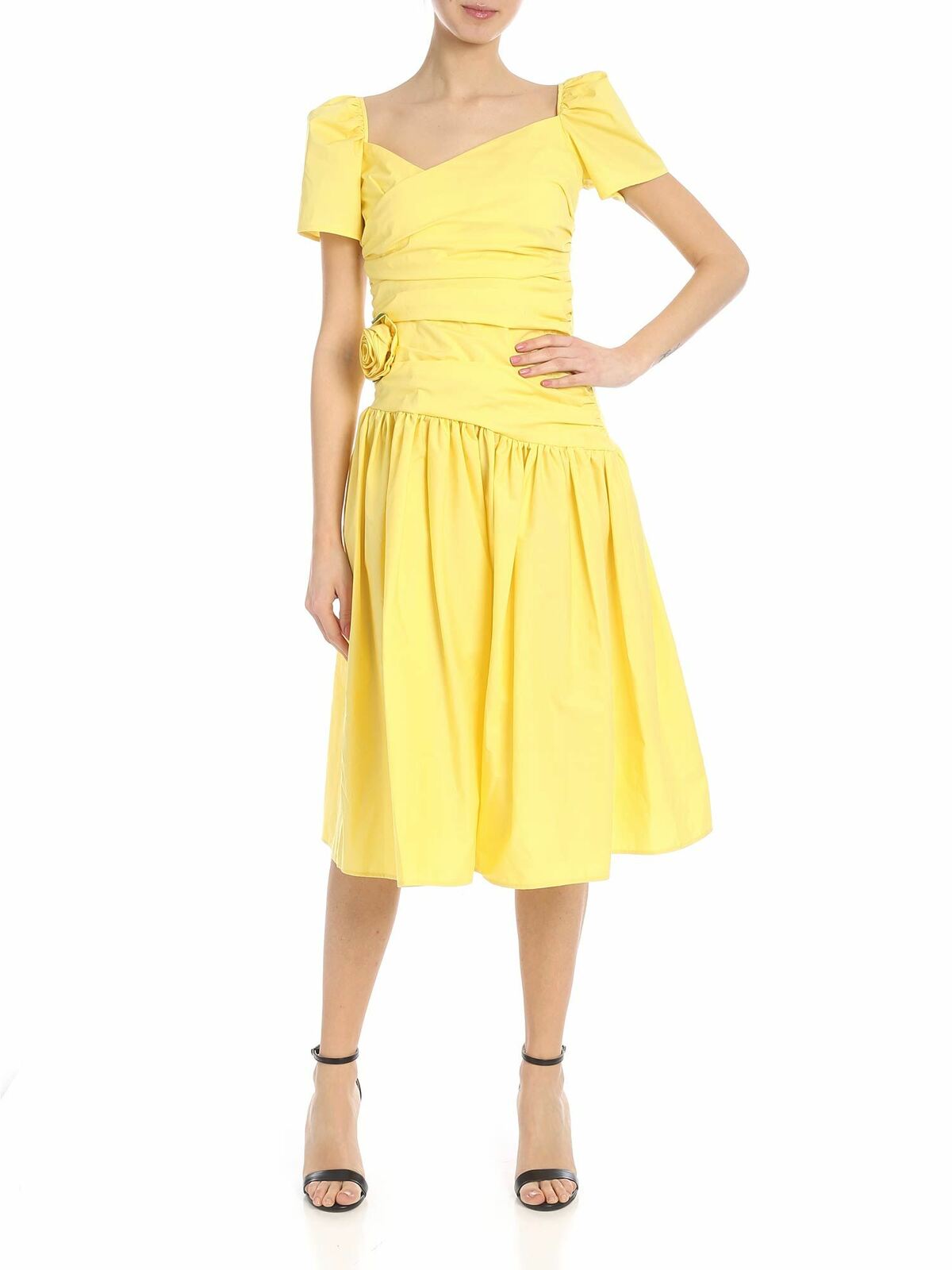Vivetta Lanciano Dress In Yellow With Drapery In Amarillo