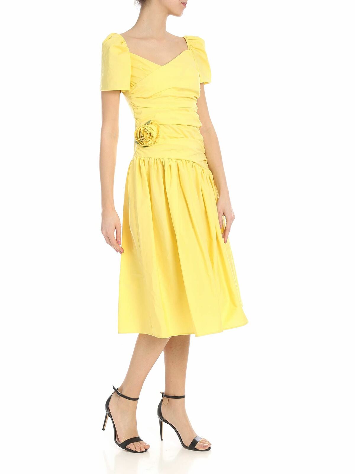 Shop Vivetta Lanciano Dress In Yellow With Drapery In Amarillo