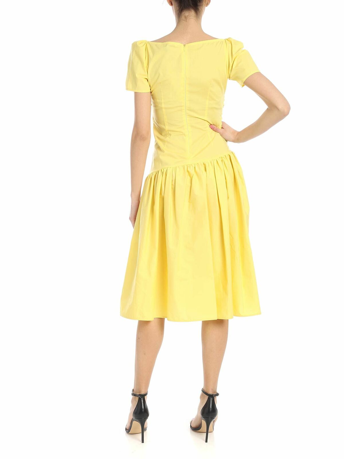 Shop Vivetta Lanciano Dress In Yellow With Drapery In Amarillo