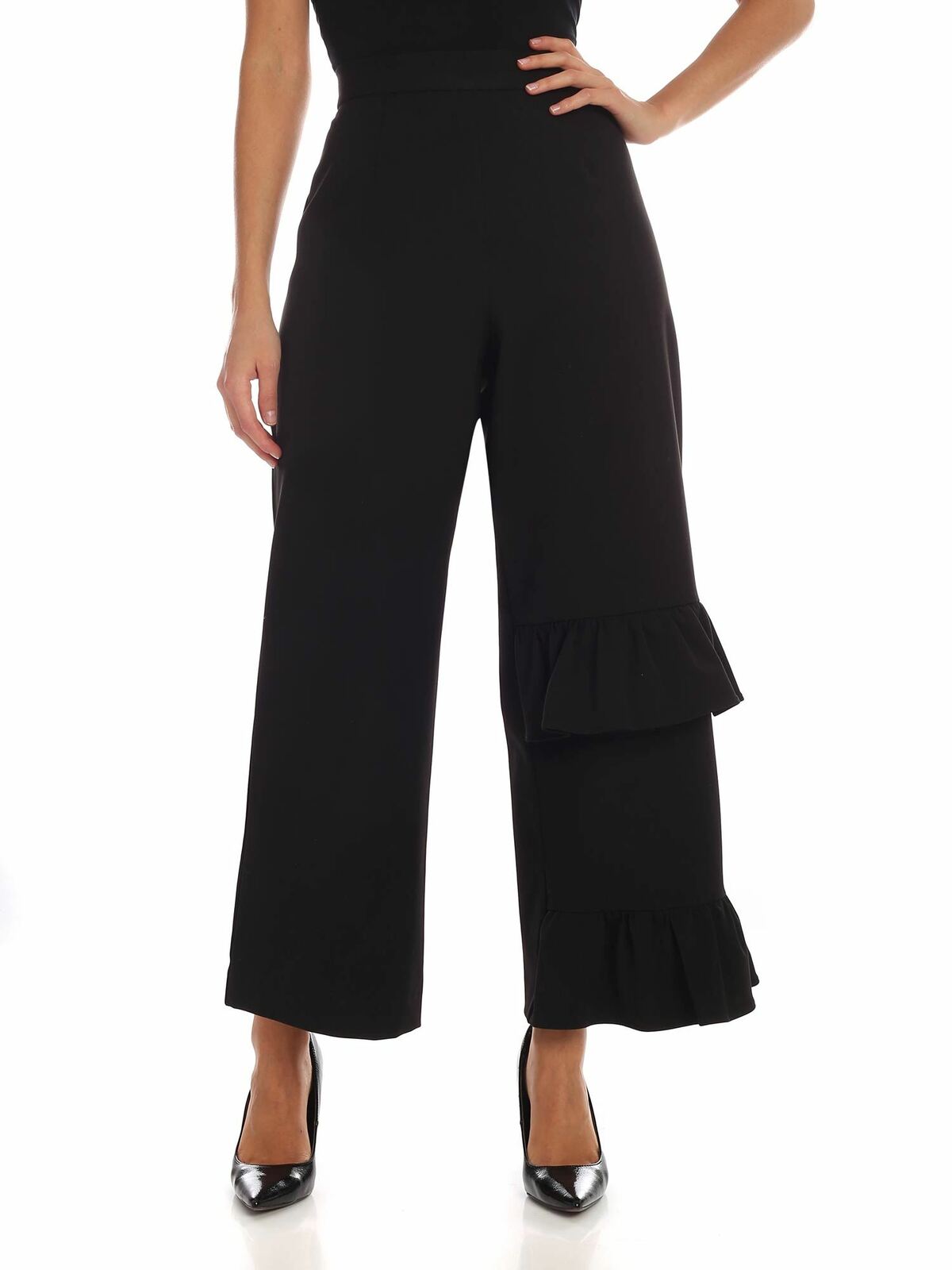 Vivetta Black Trousers With Flounces In Negro