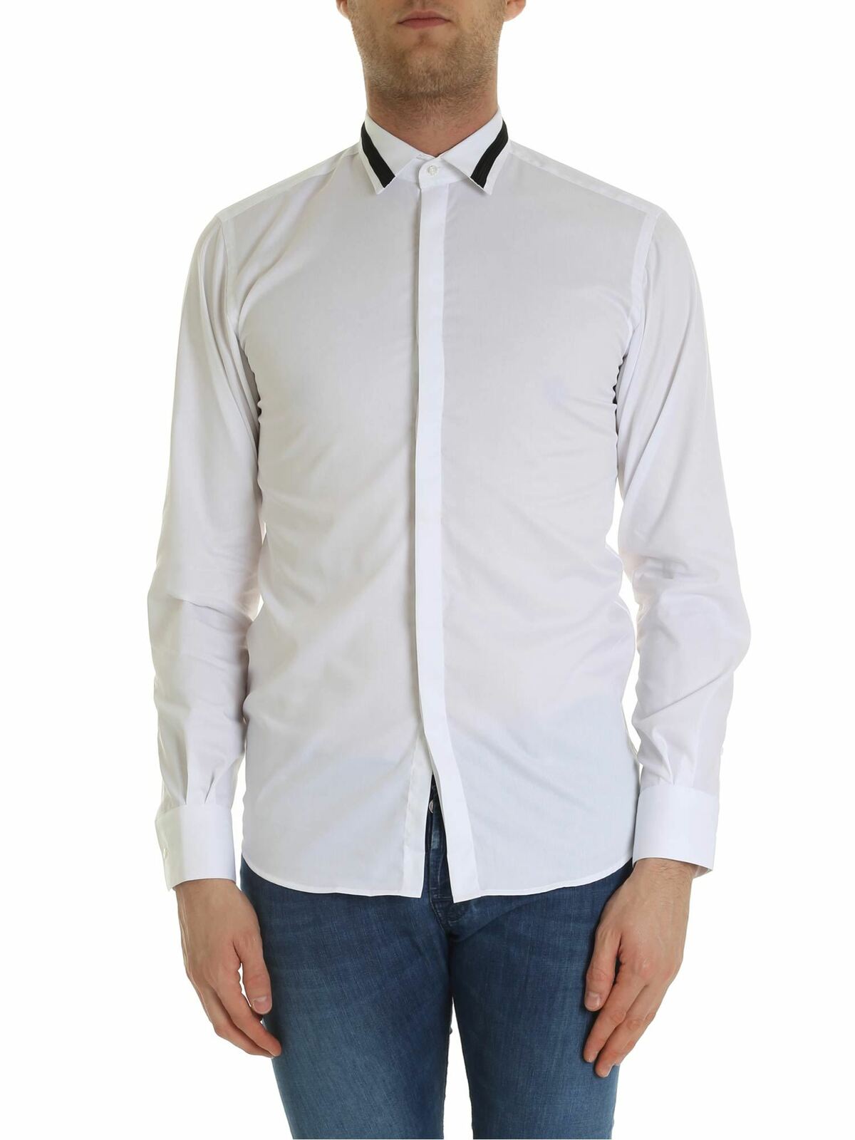 Karl Lagerfeld White Shirt With Black Insert