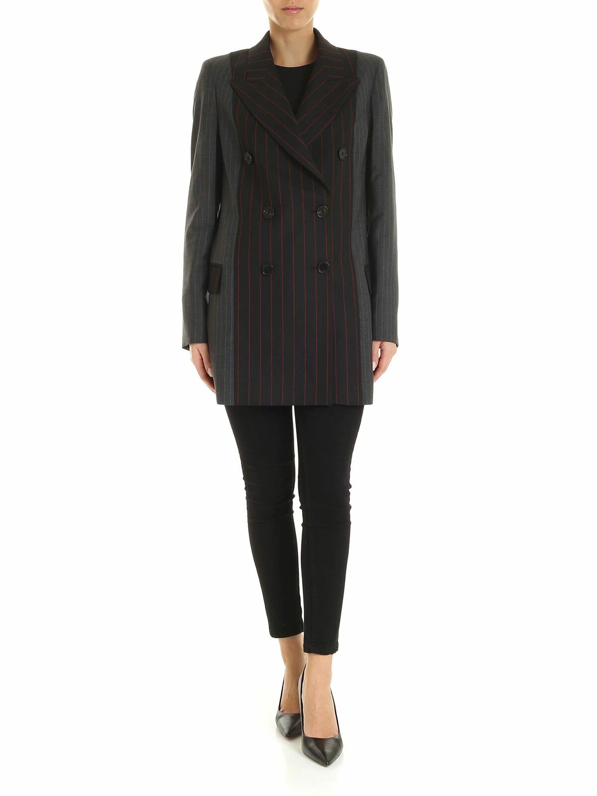 Mcq By Alexander Mcqueen Striped Blazer In Grey And Black In Gris