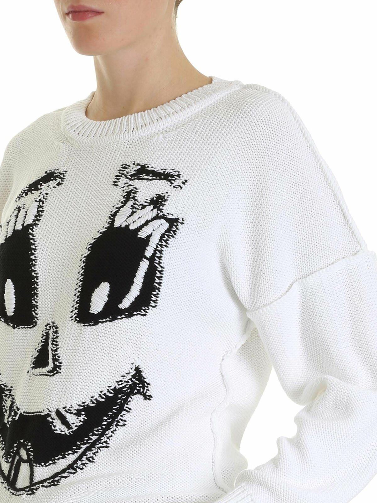 Shop Moschino Pumpkin Face Pullover In White In Blanco