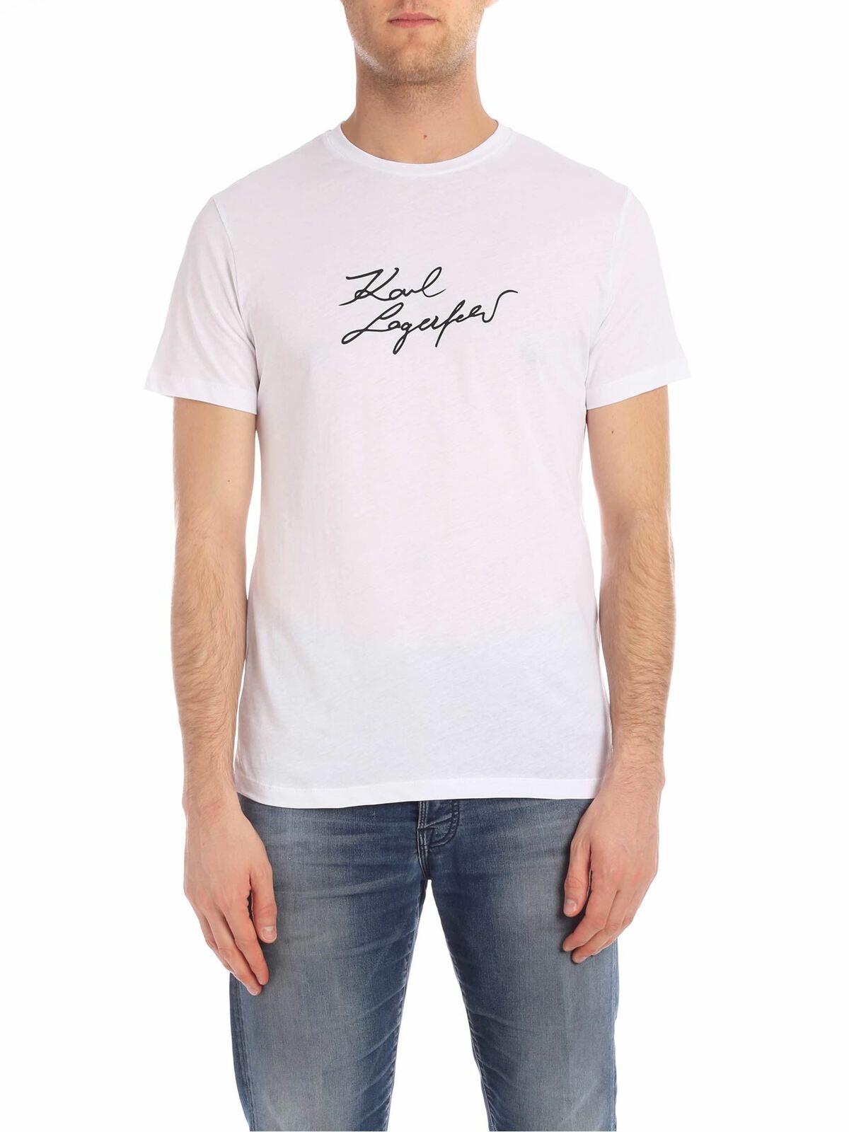 Karl Lagerfeld Signature T-shirt In White