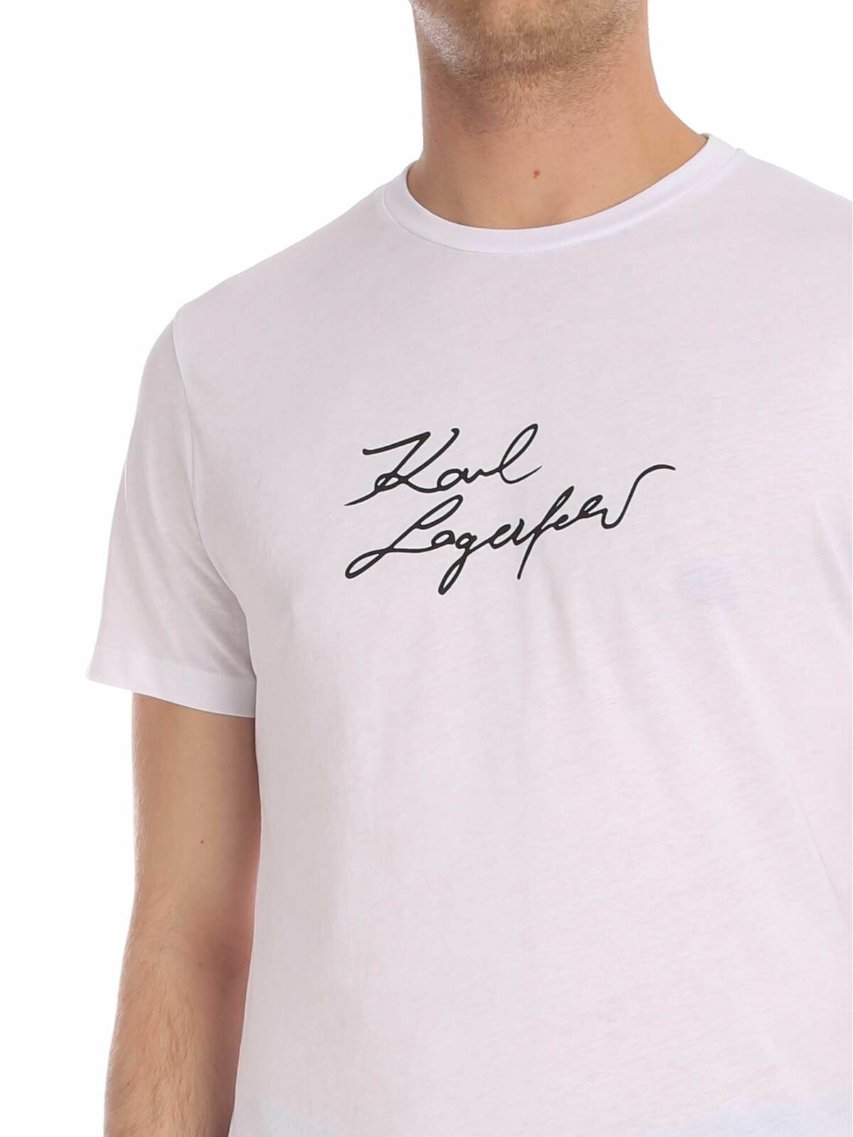 Shop Karl Lagerfeld Signature T-shirt In White