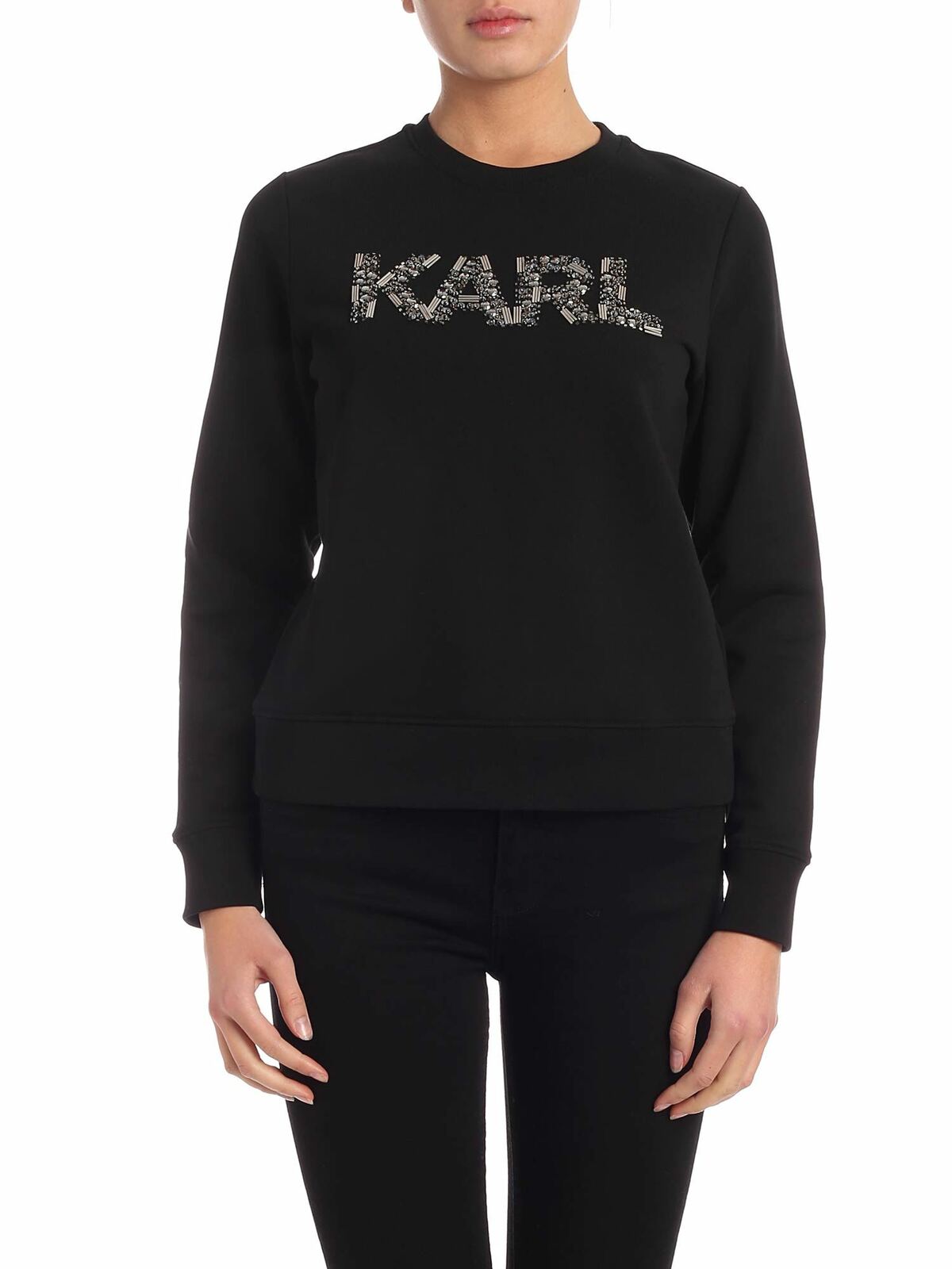 Karl Lagerfeld Karl Oui Crewneck Sweatshirt In Black