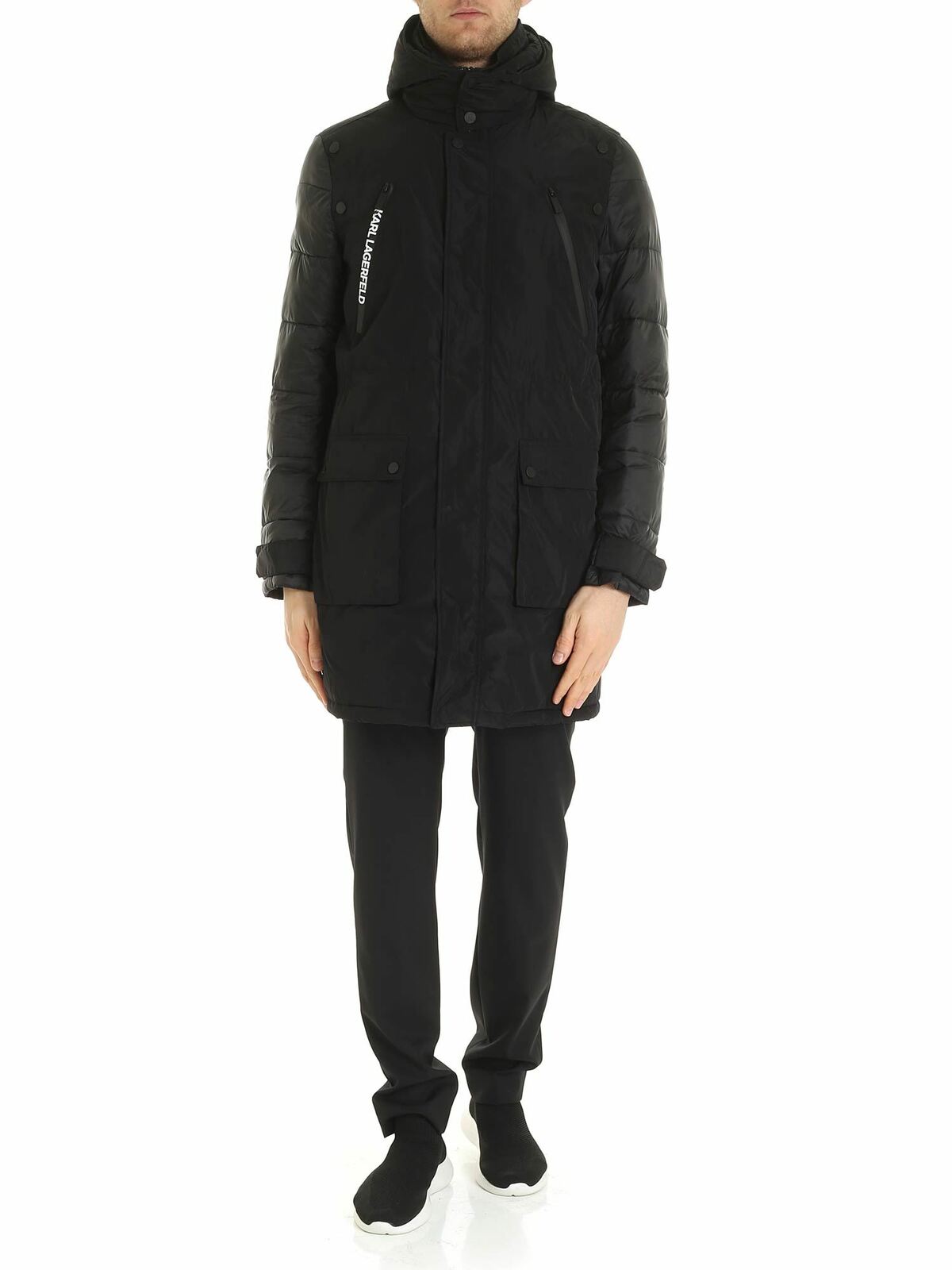Karl Lagerfeld Hoodie Jacket In Black In Negro