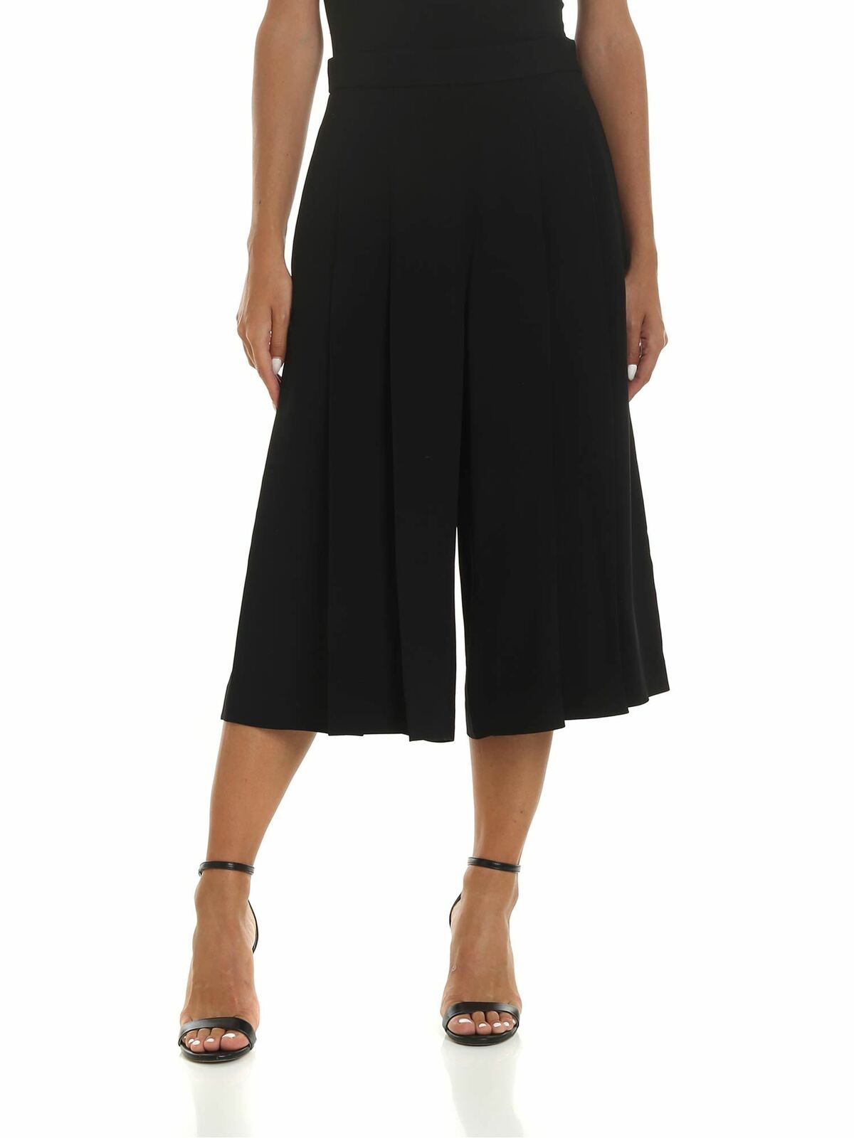 Vivetta Crop Trousers In Black With Pleats In Negro