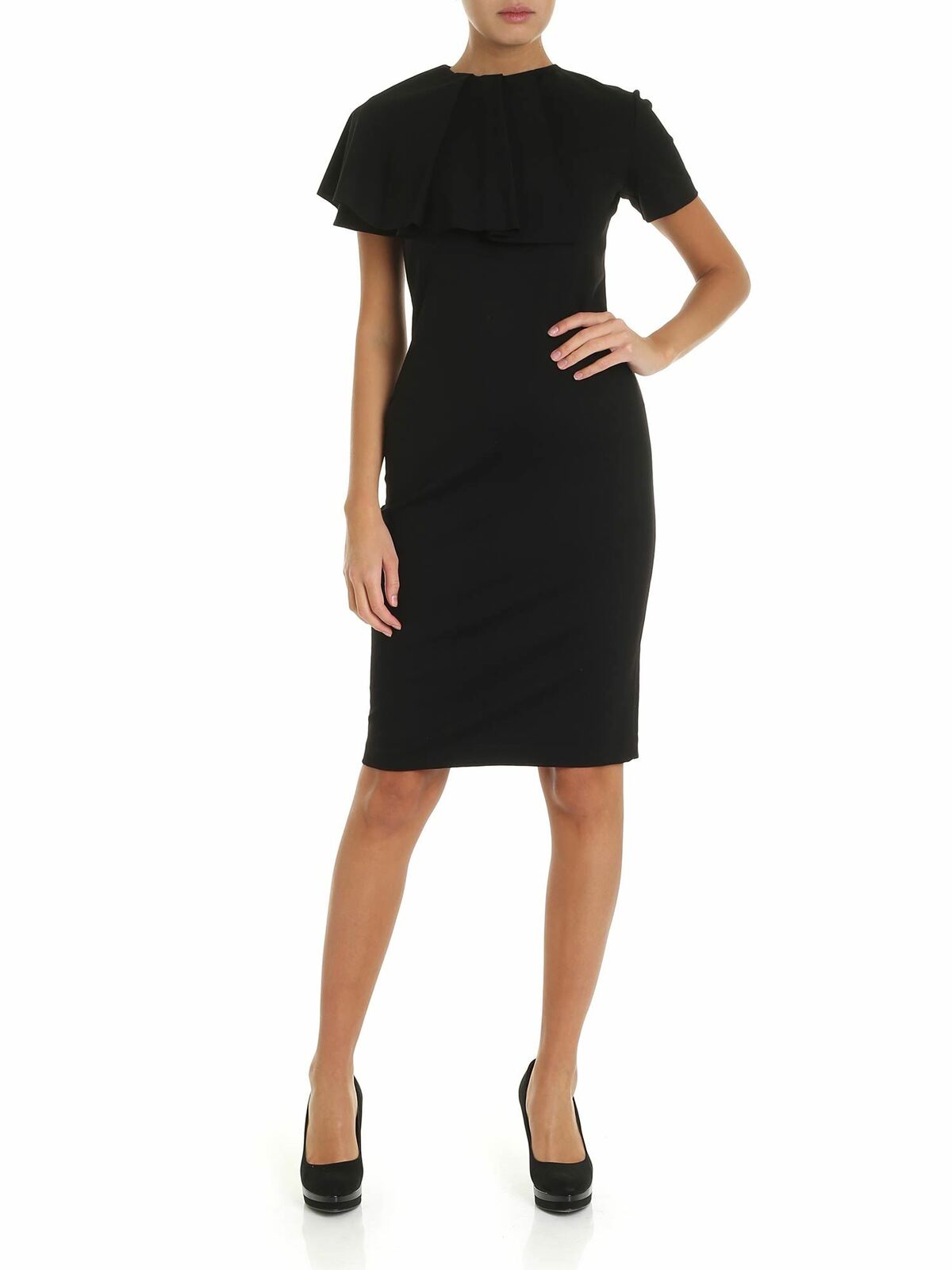 Fuzzi Knee-length Dress In Black With Pleats