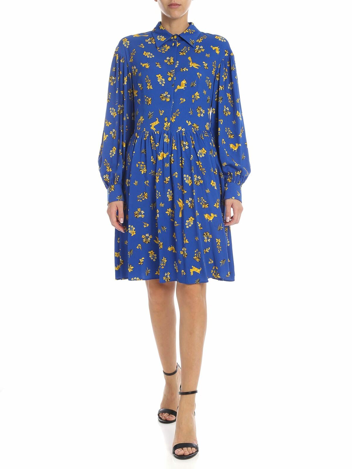 Vivetta Printed Short Dress In Blue In Azul Claro