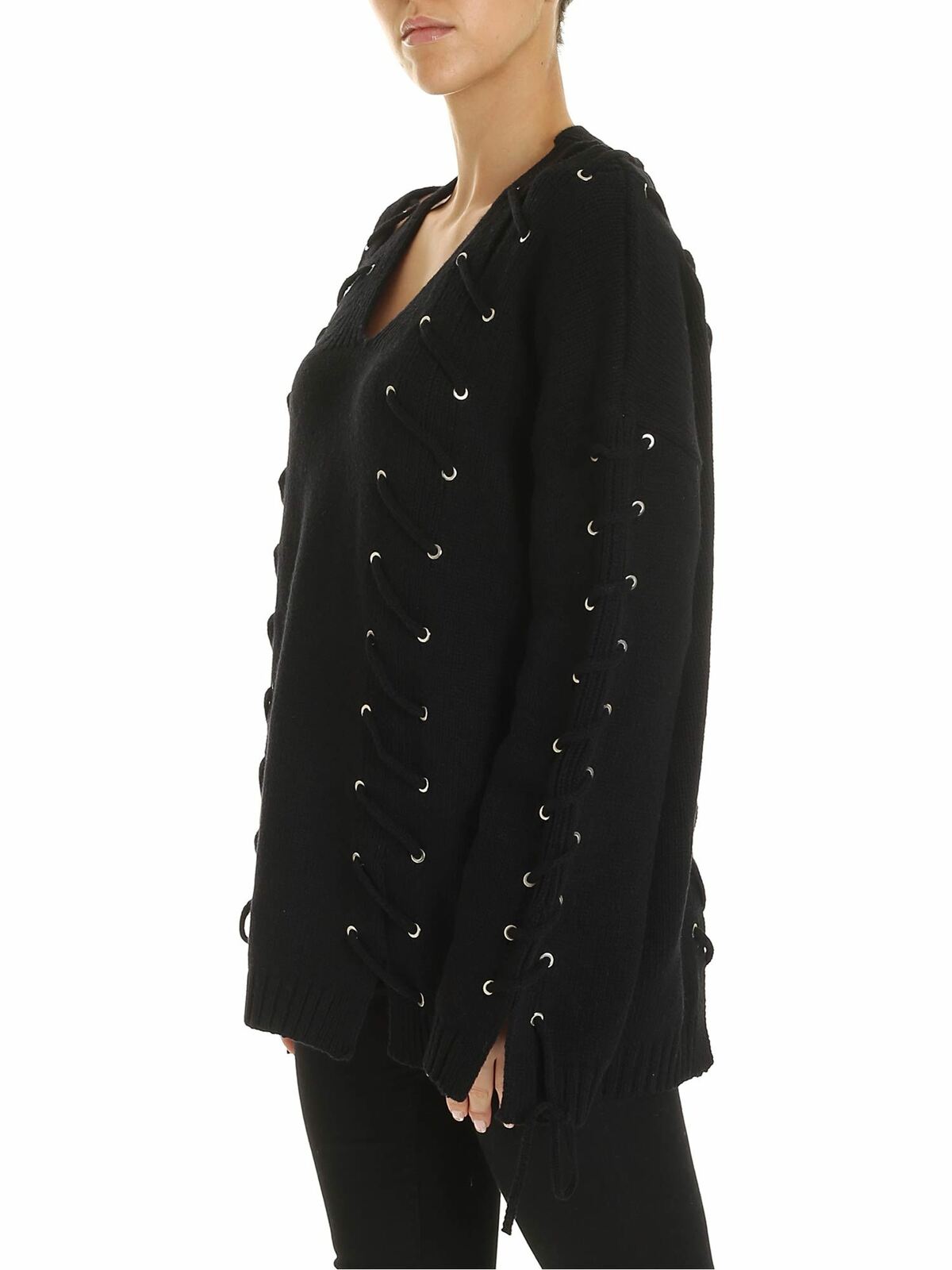 Shop Mcq By Alexander Mcqueen Black Pullover With Corset Details In Negro