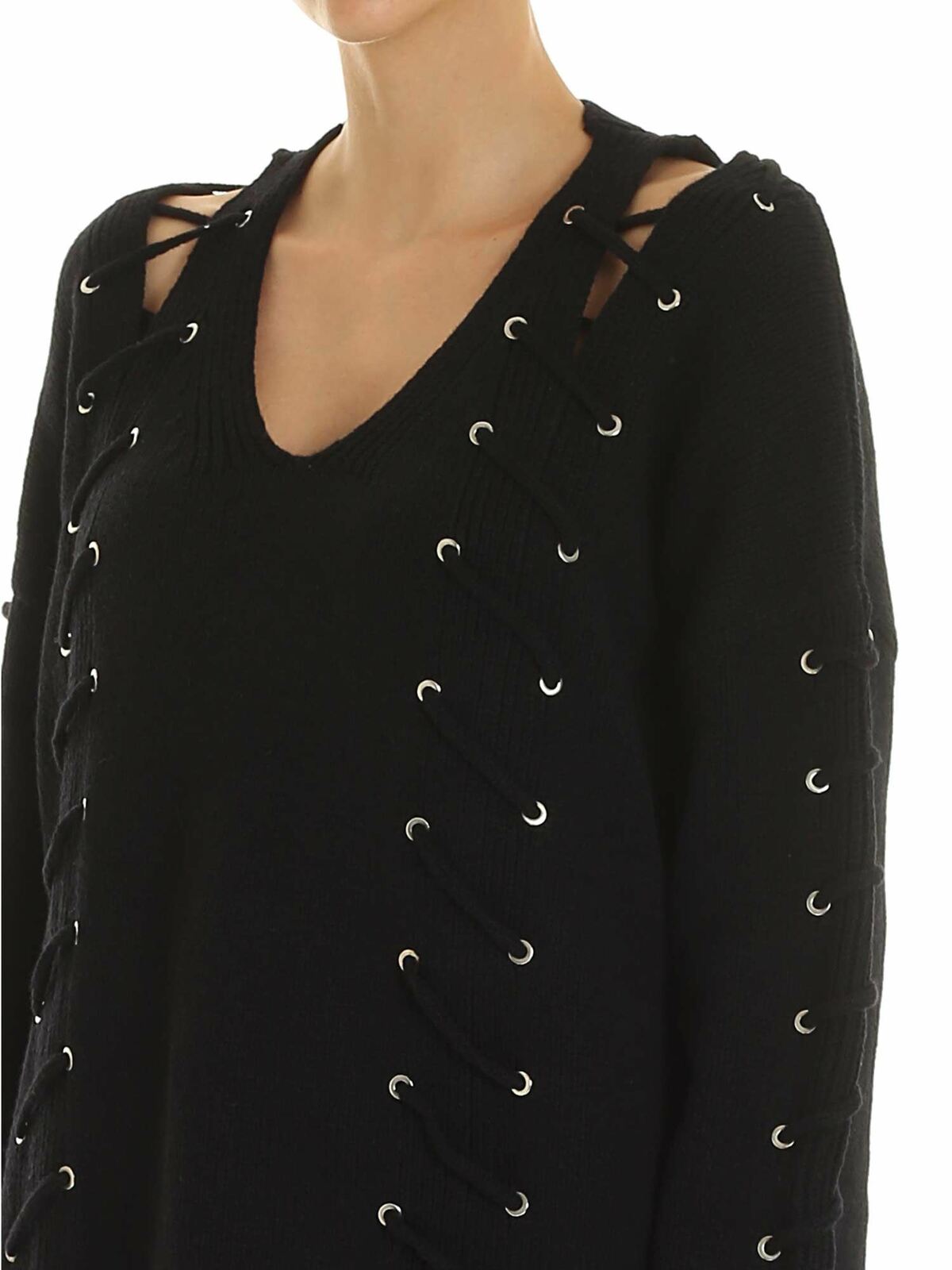 Shop Mcq By Alexander Mcqueen Black Pullover With Corset Details In Negro