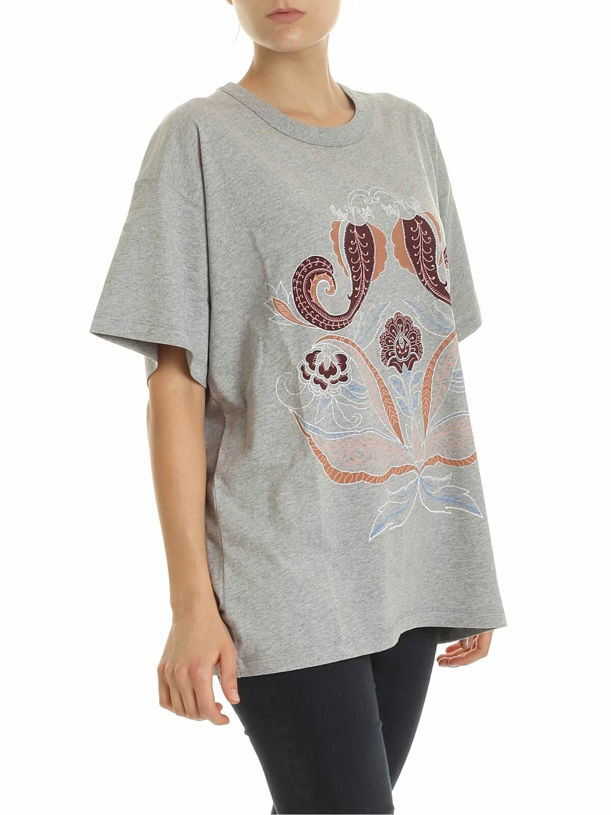 Shop See By Chloé Drizzle Printed Oversized T-shirt In Grey