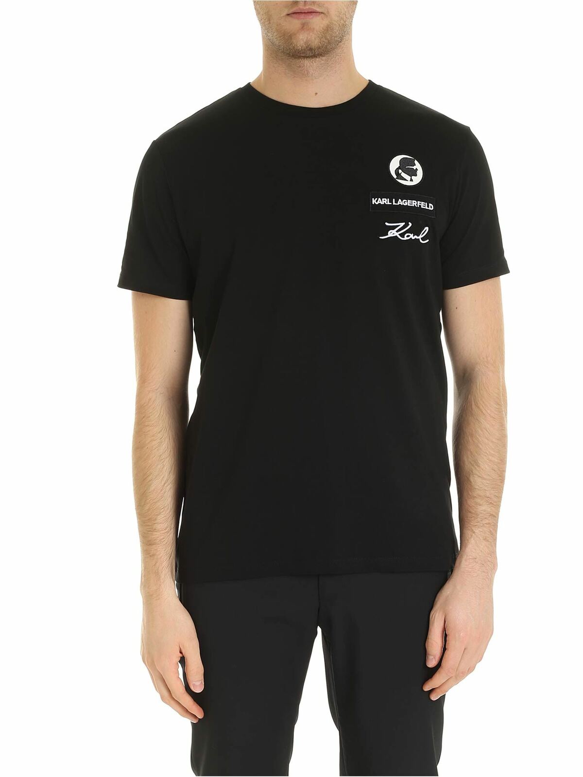Karl Lagerfeld Logo Patch T-shirt In Black