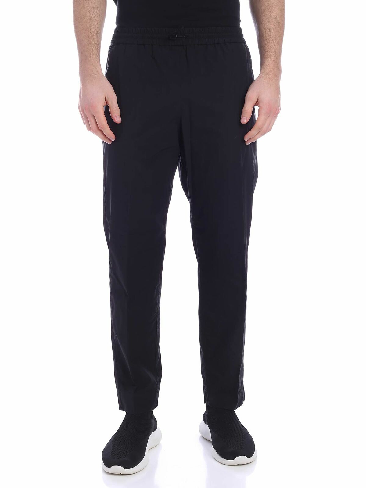 Kenzo Tapered Black Pants With Logo In Negro