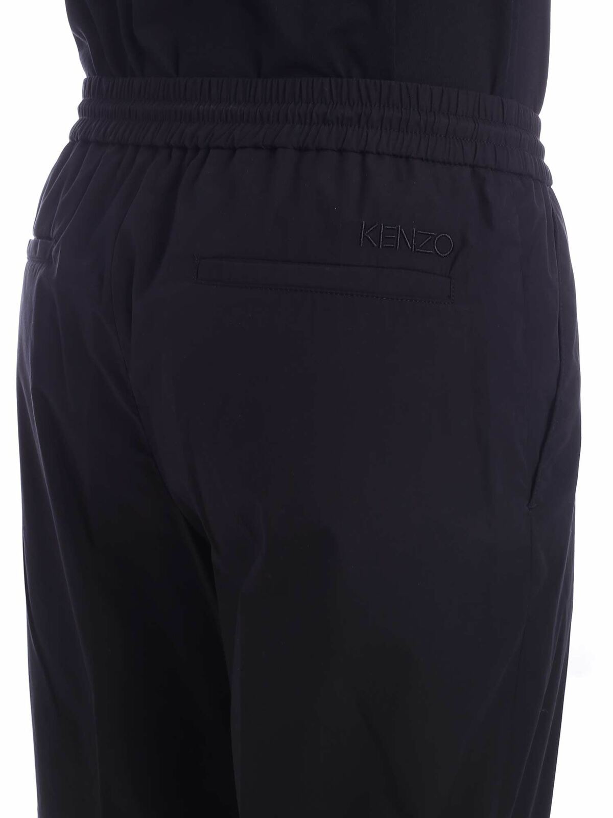 Shop Kenzo Tapered Black Pants With Logo In Negro