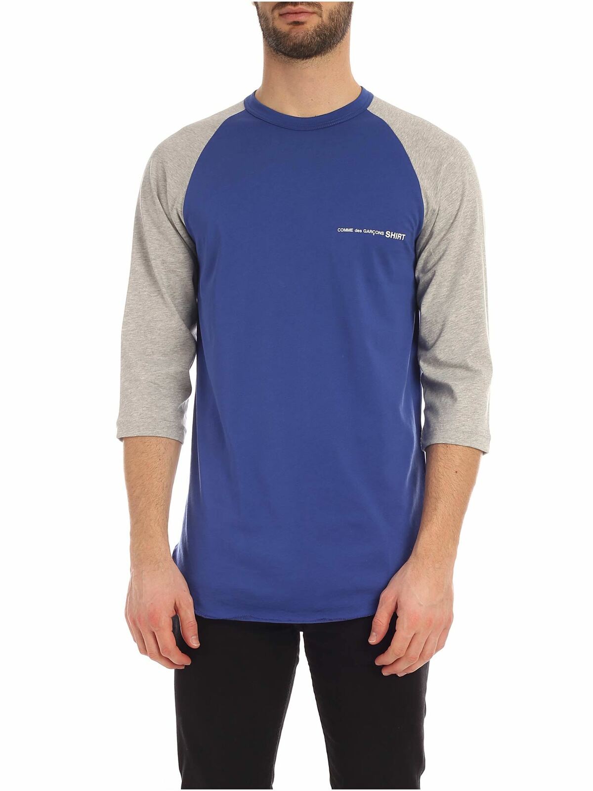 Comme Des Garçons Shirt Logo Long Sleeves T-shirt In Blue And Grey