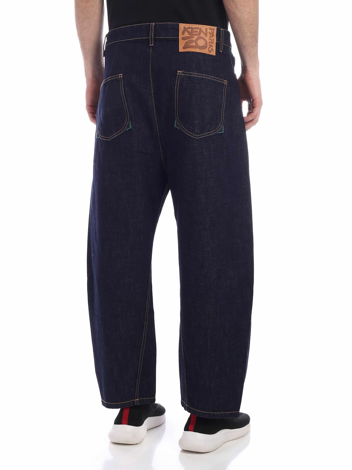 Shop Kenzo Curved Straight Jeans In Blue In Azul