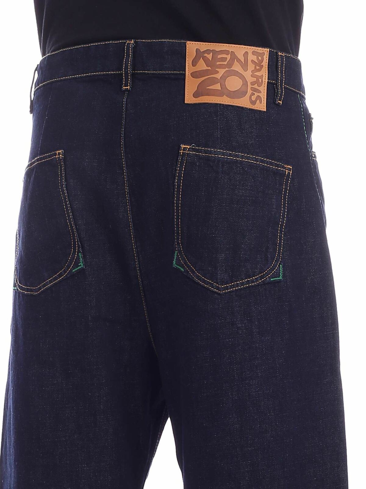 Shop Kenzo Curved Straight Jeans In Blue In Azul