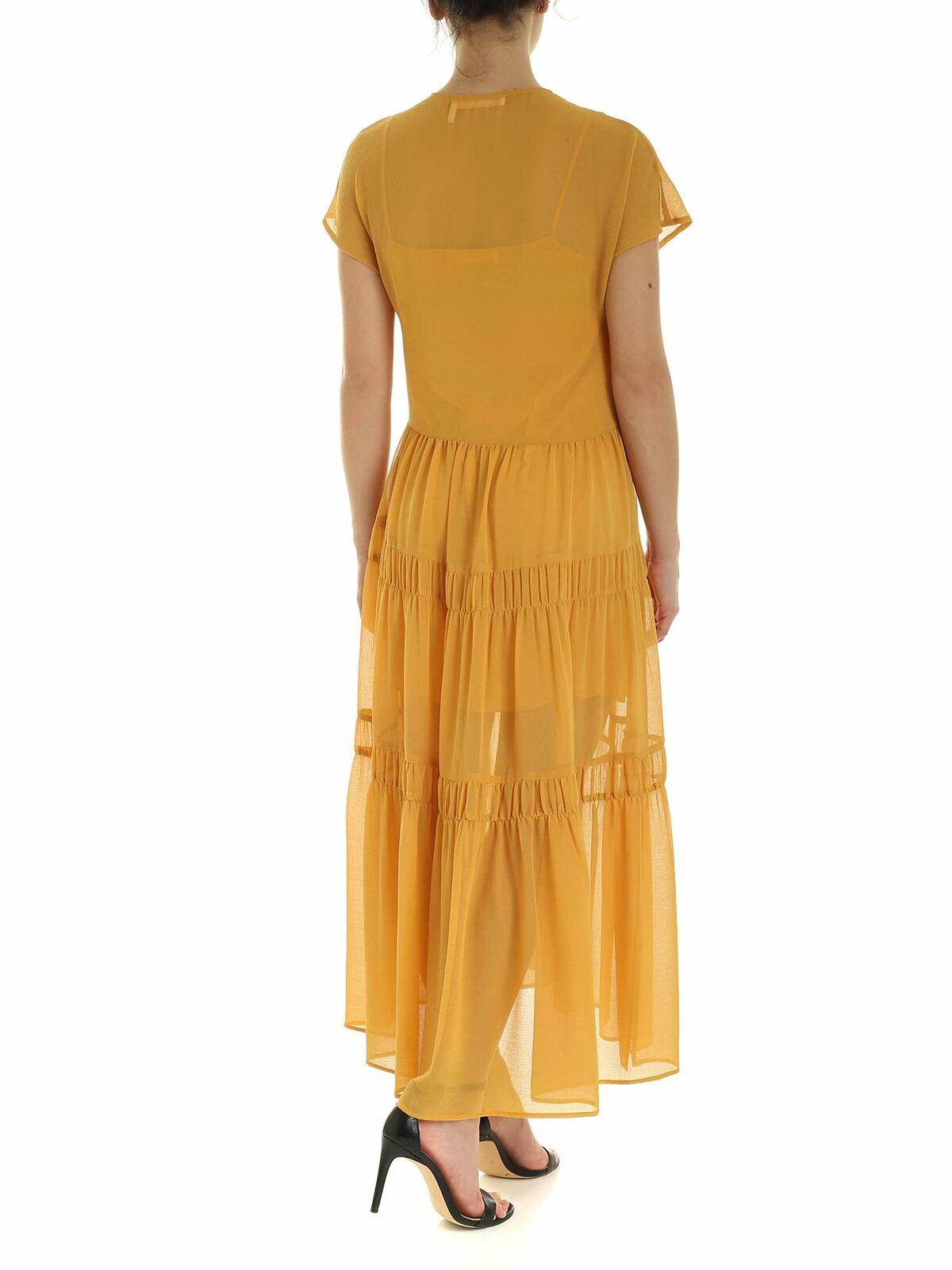 Shop See By Chloé Flounced Dress In Bright Gold Color In Amarillo