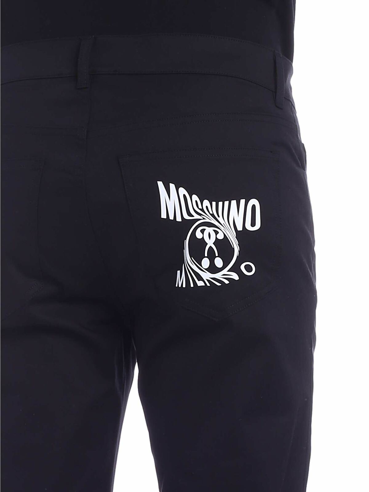 Shop Moschino Logo Distorted Double Question Mark Jeans In In Negro