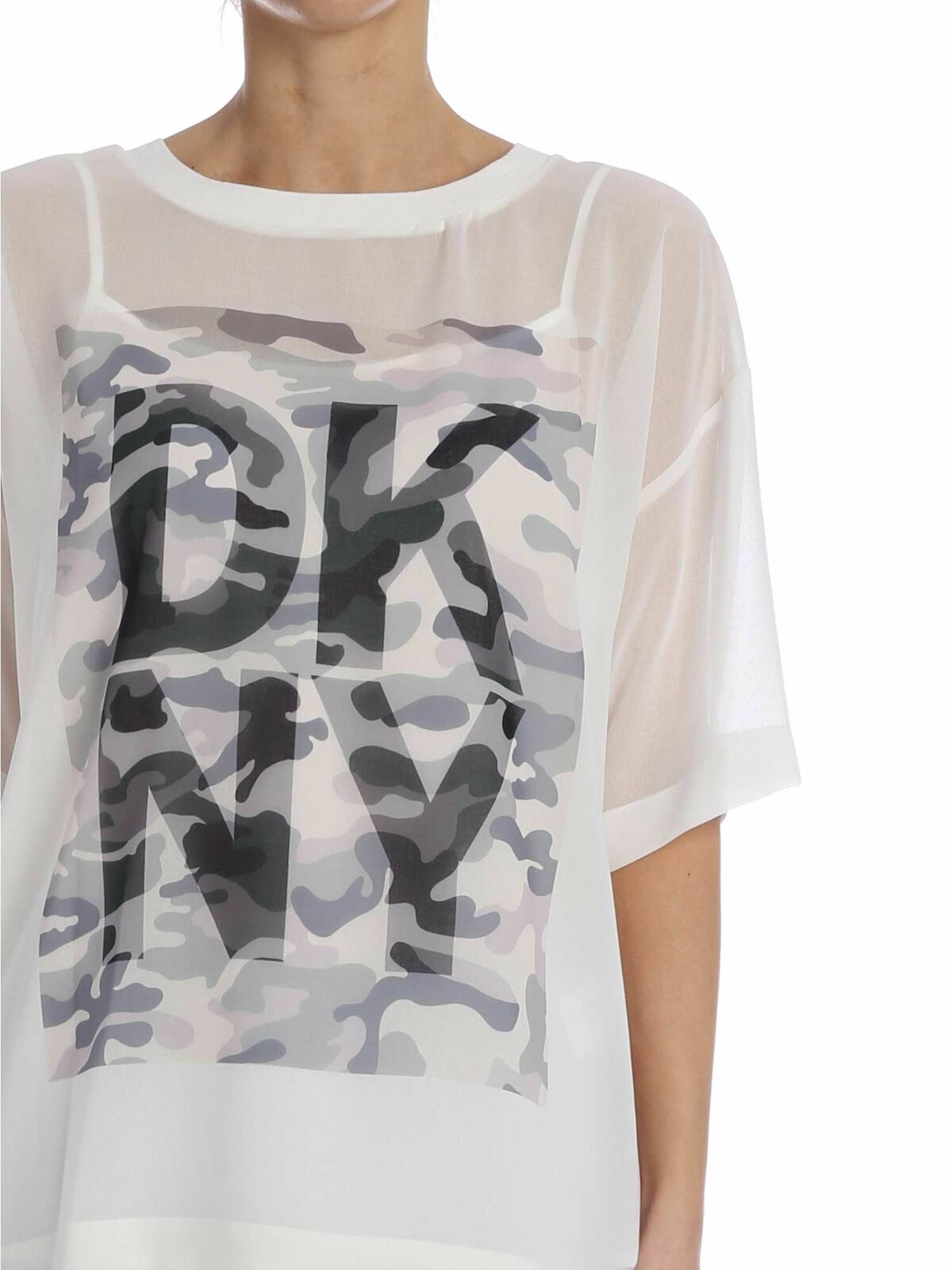 Shop Dkny Camouflage Printed T-shirt In White